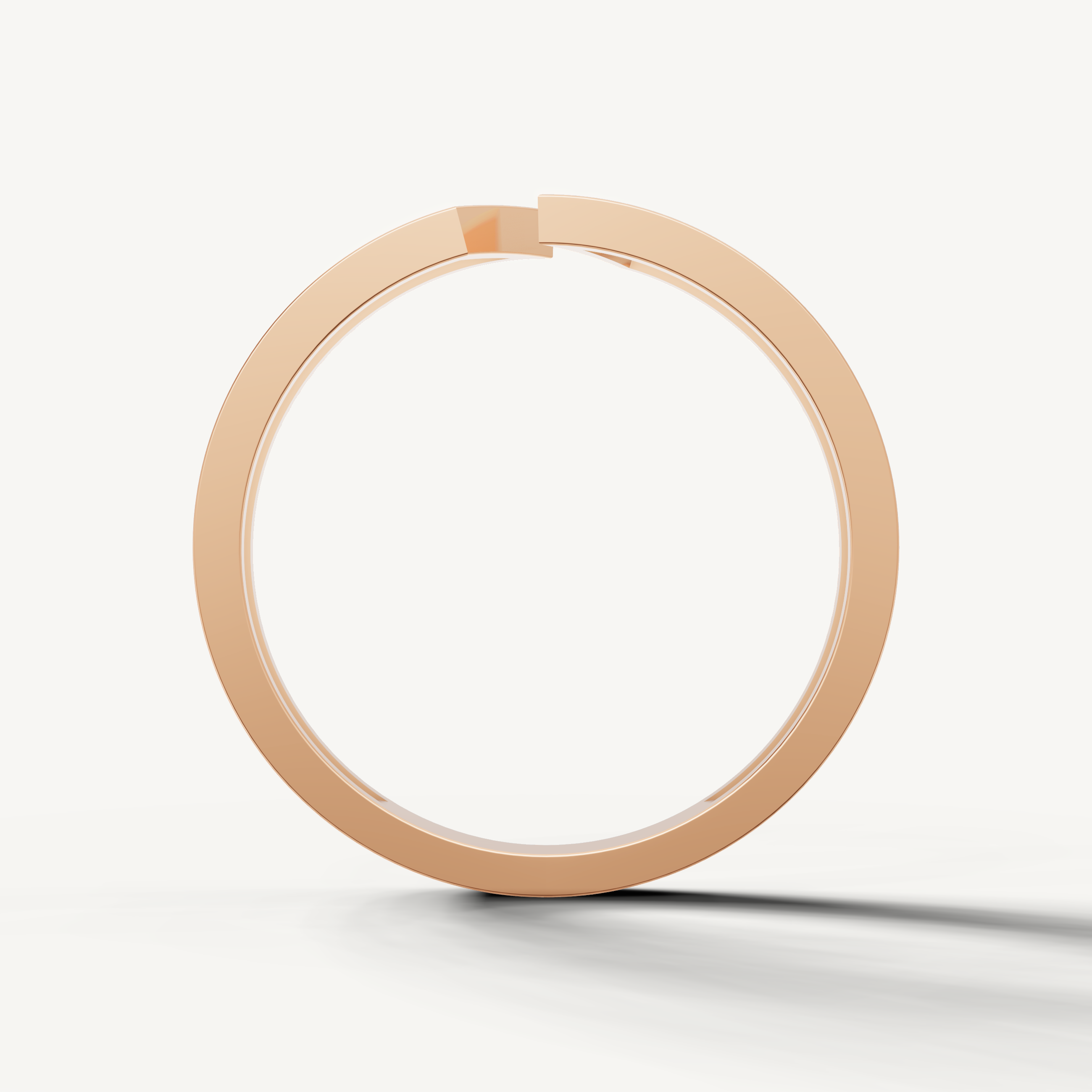 Rose gold contemporary diamond anniversary band with unique open V shape setting