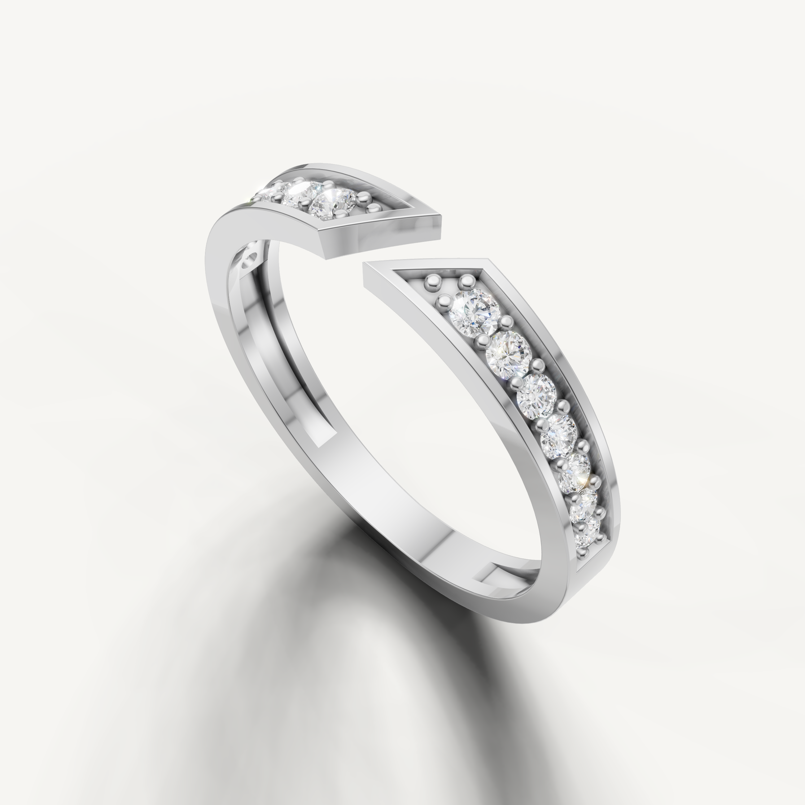 Elegant white gold stackable diamond wedding band for women by Raul Diamonds