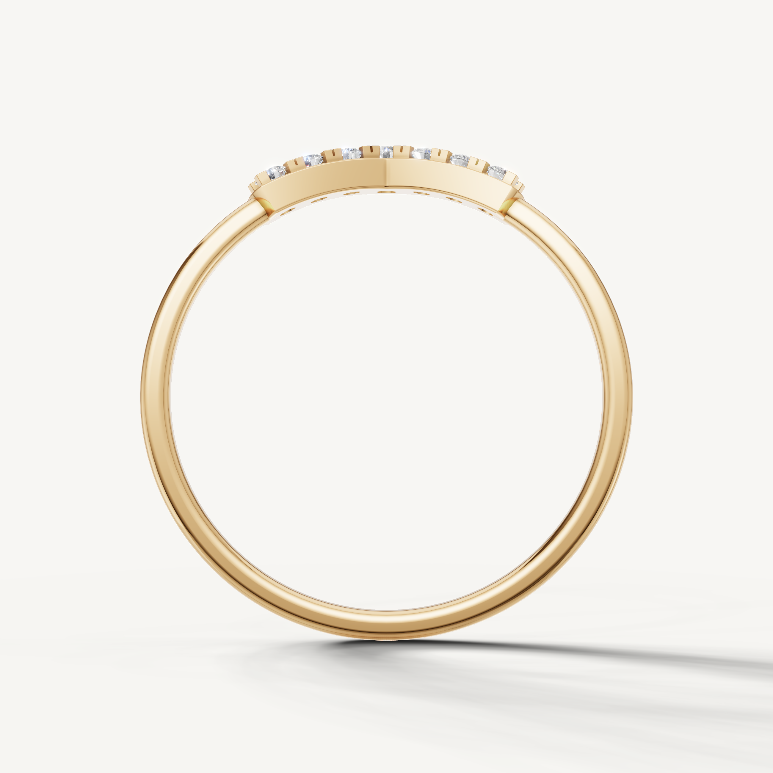 Luxury yellow gold stackable V shaped diamond wedding band with pavé diamonds