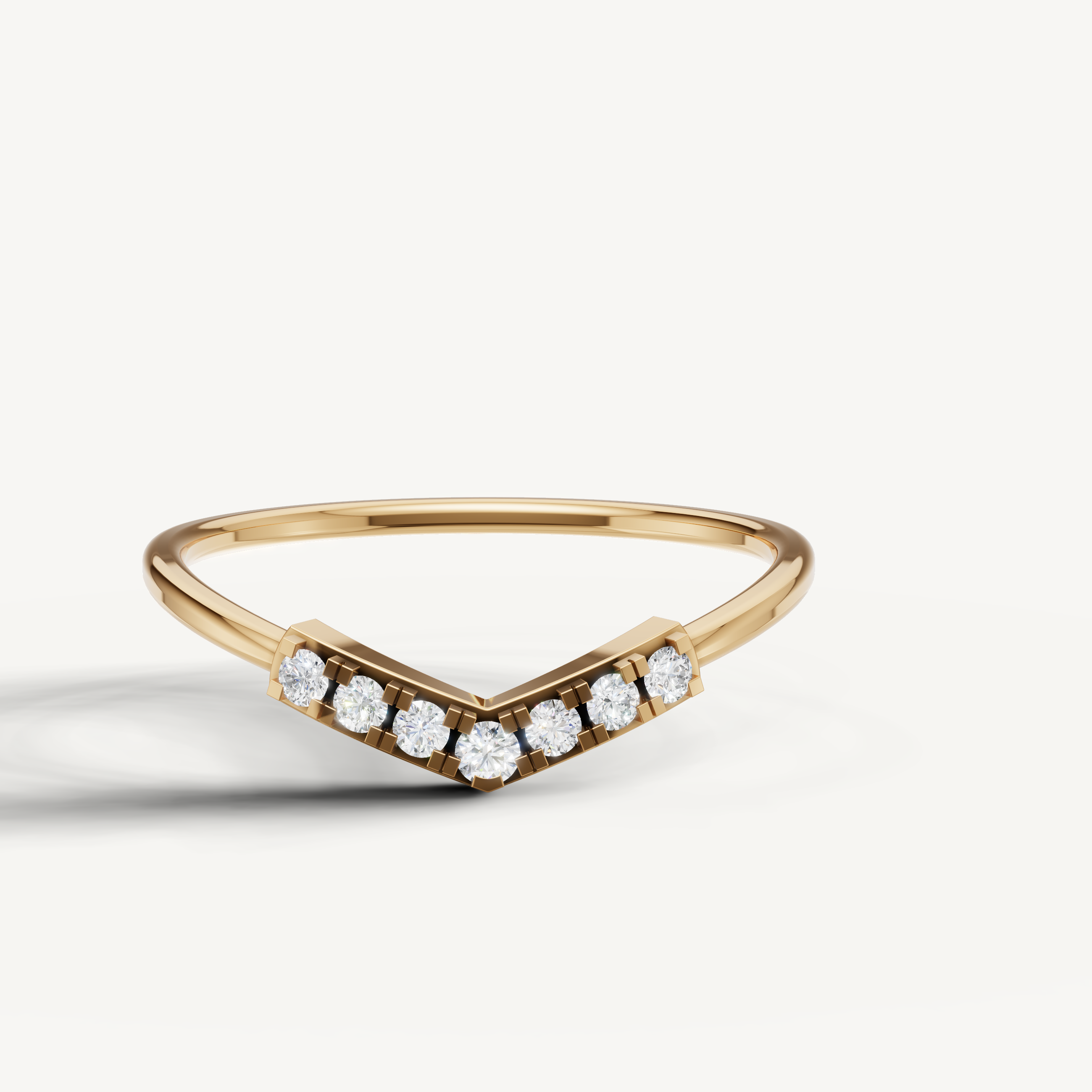 Raul Diamonds yellow gold V shape diamond wedding band with round brilliant diamonds