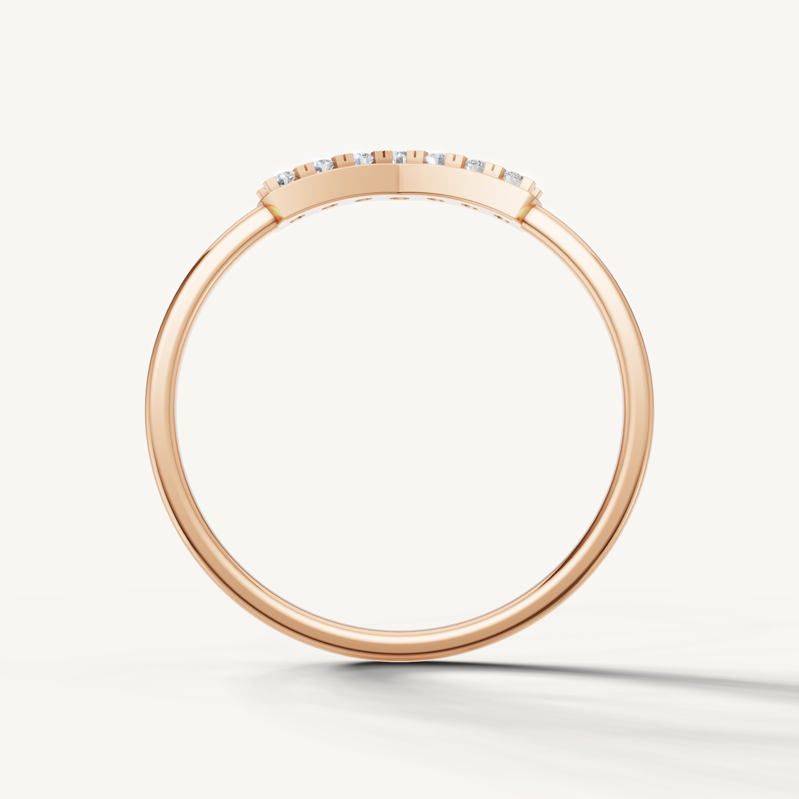 Rose gold stackable V shaped anniversary wedding band by Raul Diamonds
