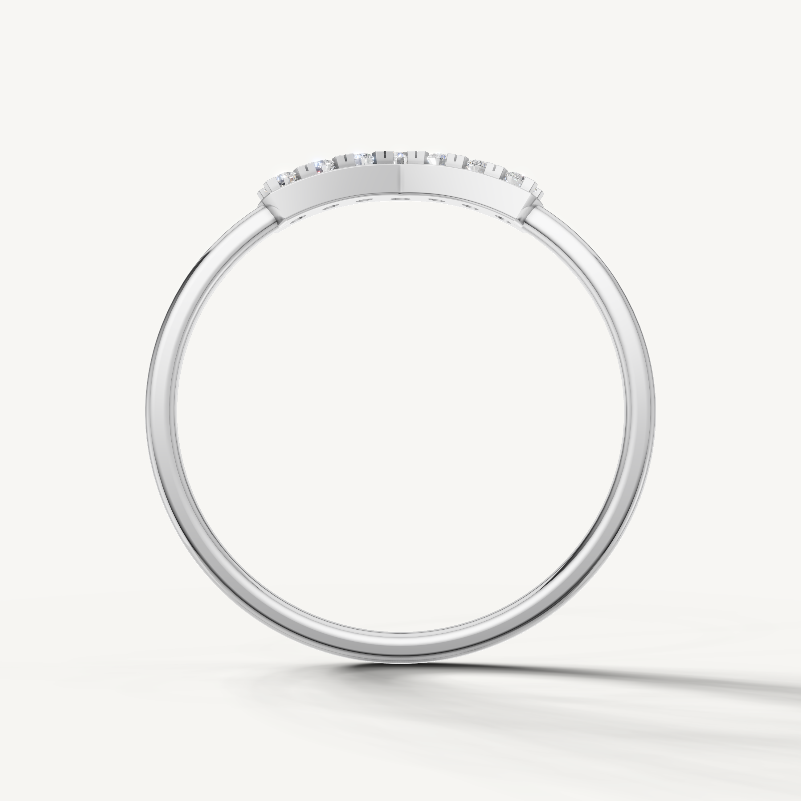 Luxury white gold curved pavé diamond wedding band with modern V shape