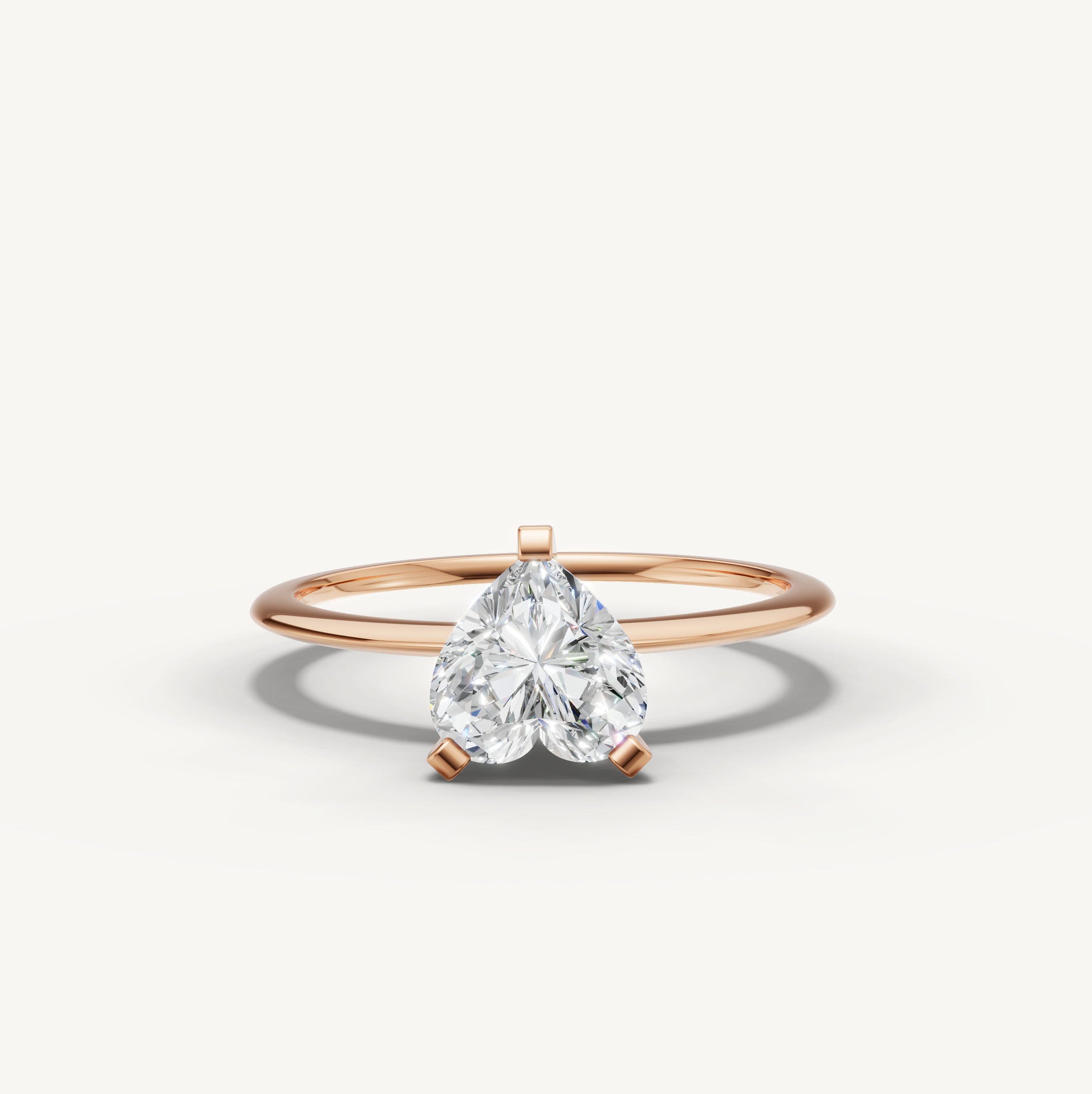 Heart cut lab grown diamond solitaire engagement ring in rose gold by Raul Diamonds