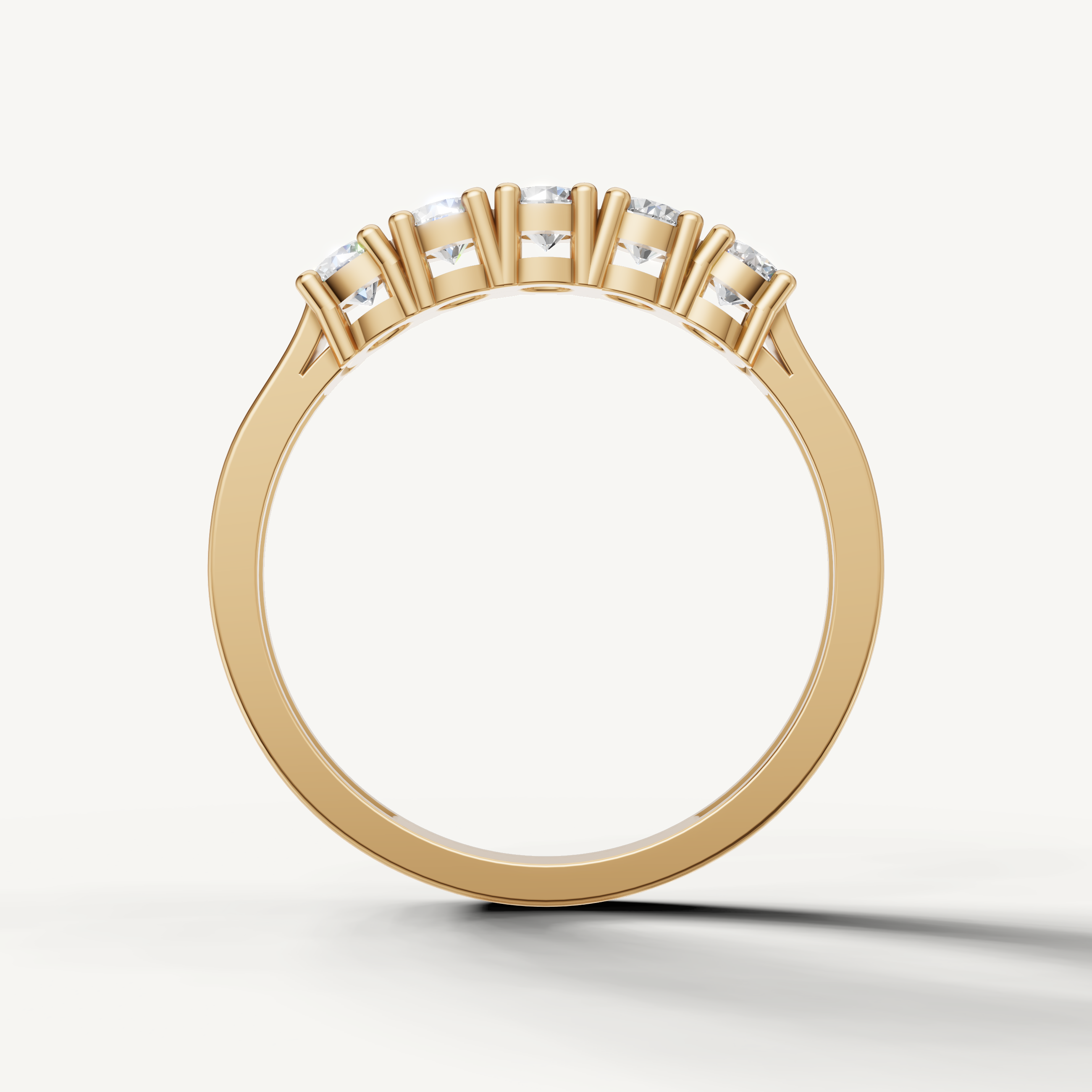 Modern yellow gold round diamond wedding band with classic elegant style