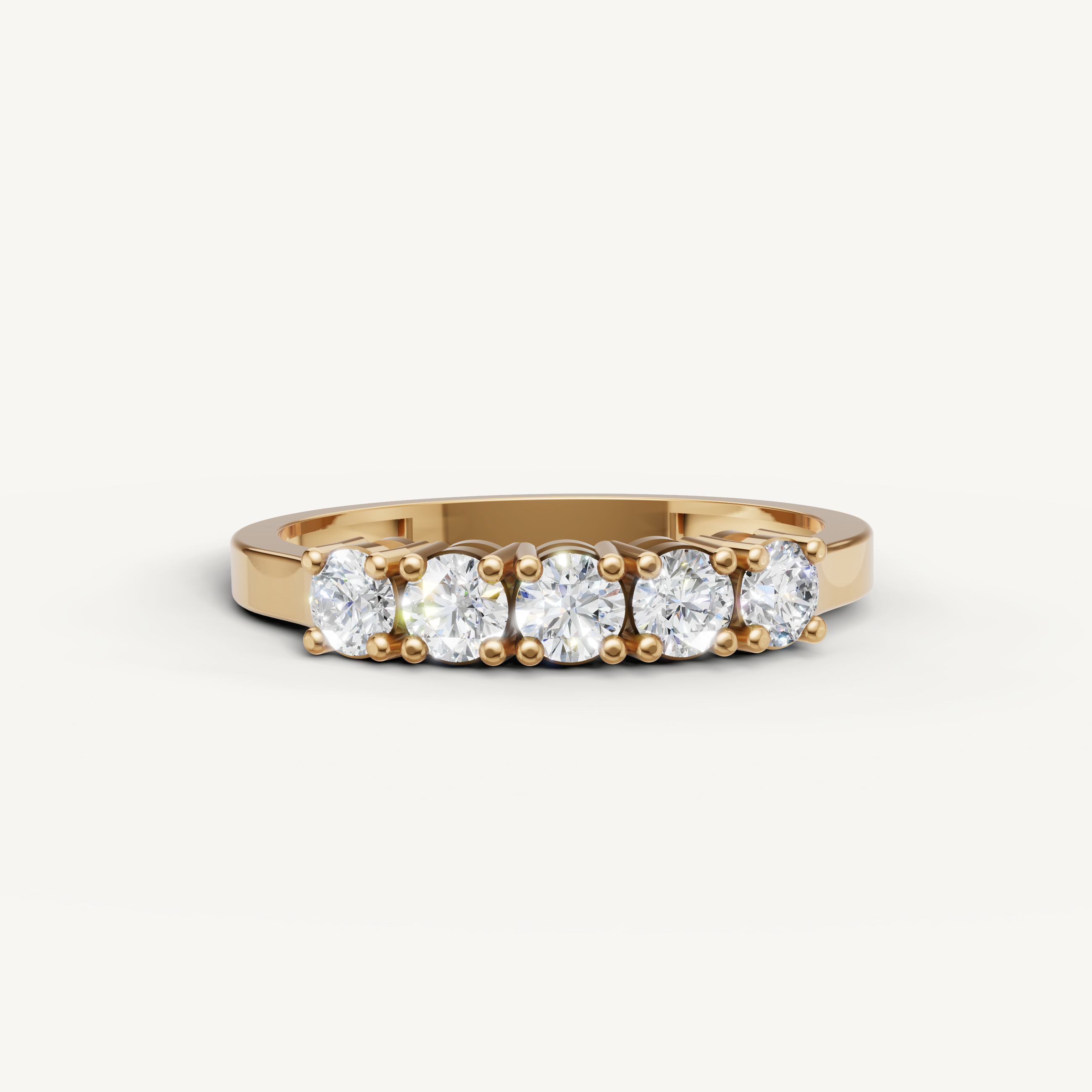 Raul Diamonds yellow gold five stone diamond wedding band with round brilliant diamonds