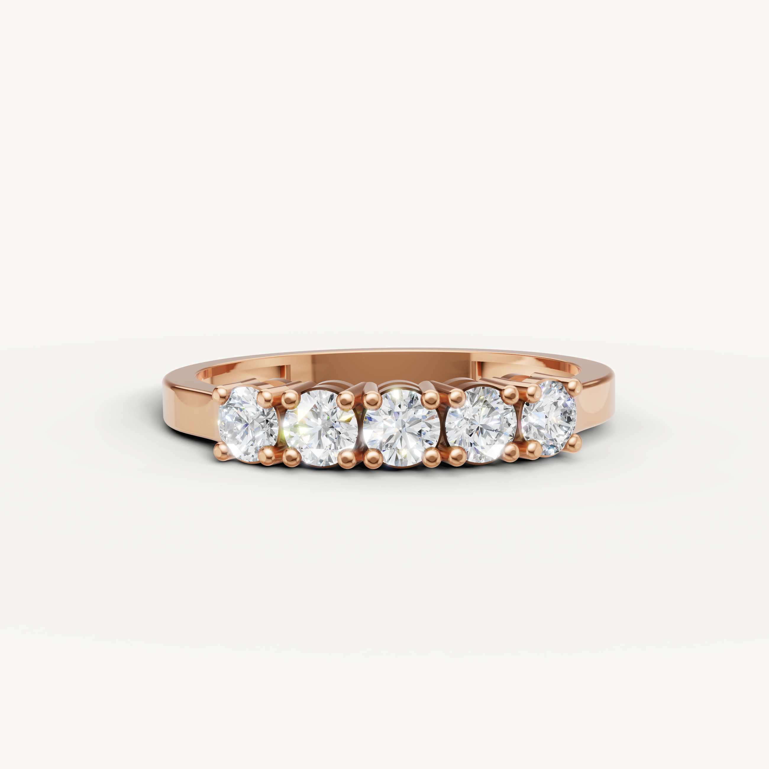 Raul Diamonds rose gold five stone diamond wedding band with brilliant sparkle