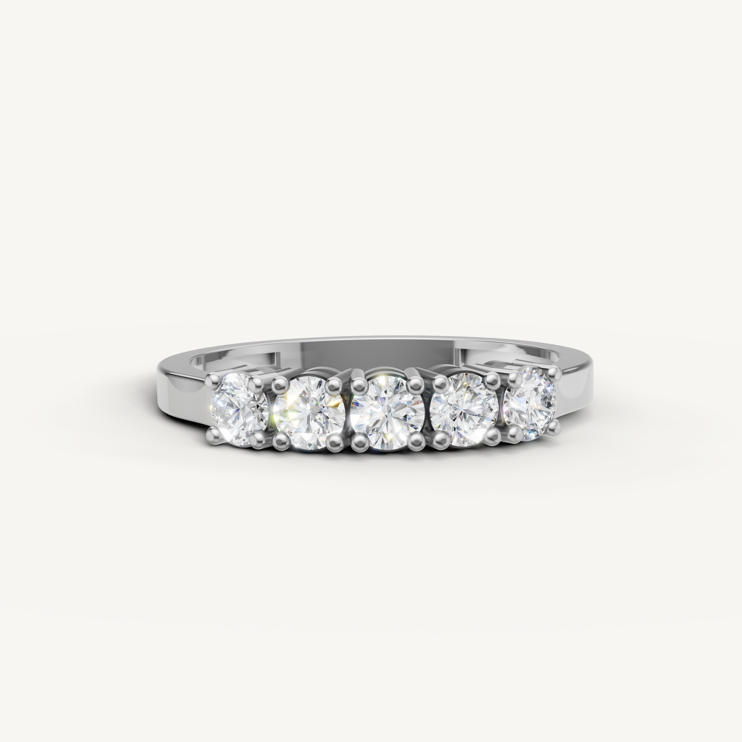 Raul Diamonds white gold five stone diamond wedding band with elegant sparkle
