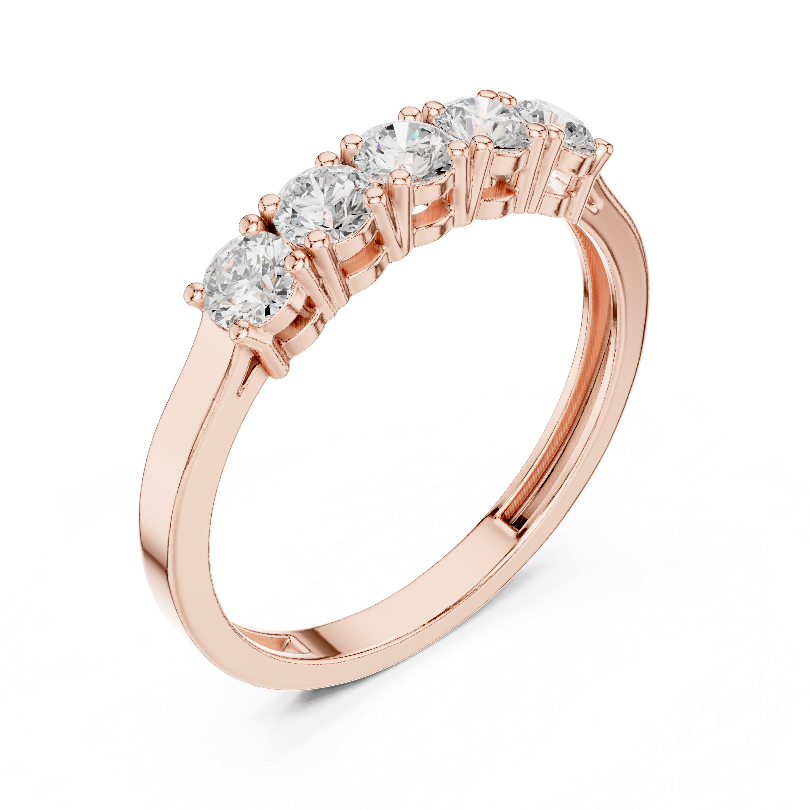 5-Stone Lab-Grown Diamond Wedding Band in 14K Gold