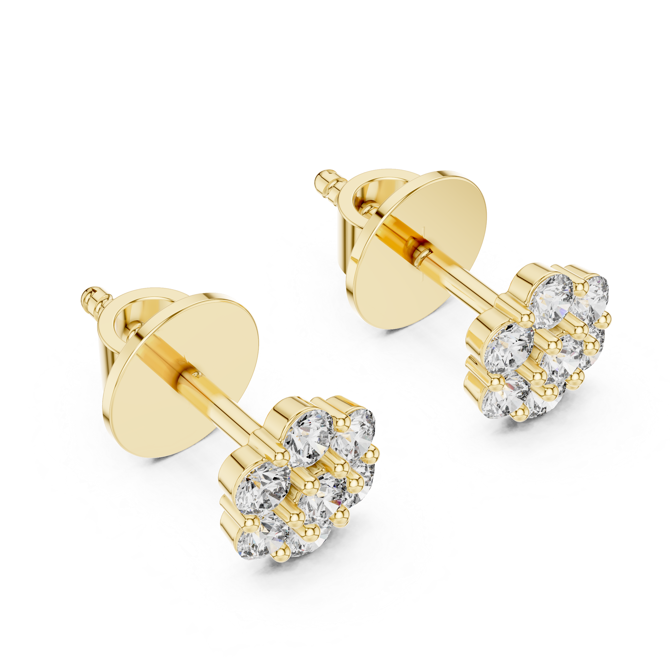 14K Gold Lab-Grown Diamond Cluster Stud Earrings