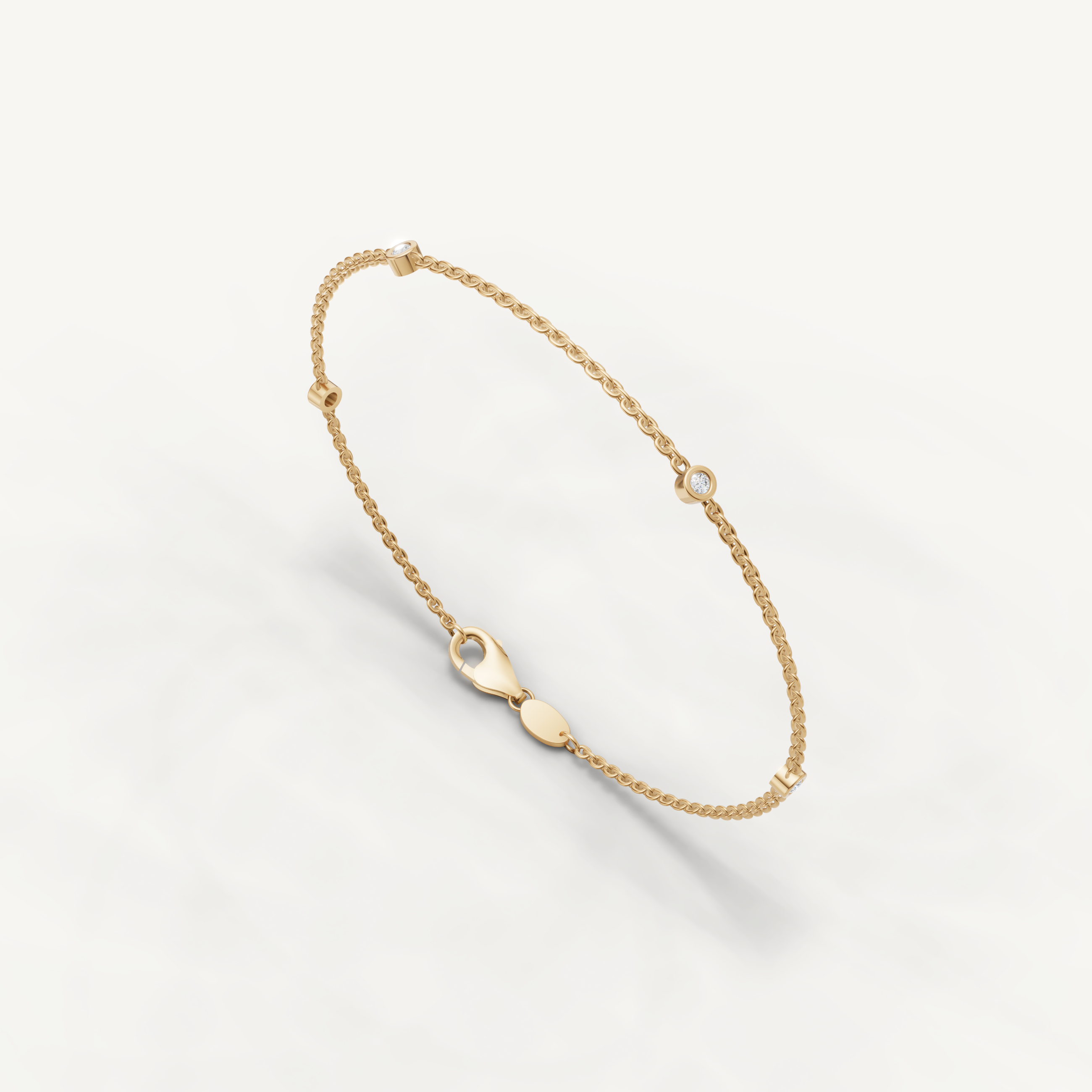 Round Lab Grown Diamond Station Bracelet in 14K Yellow Gold