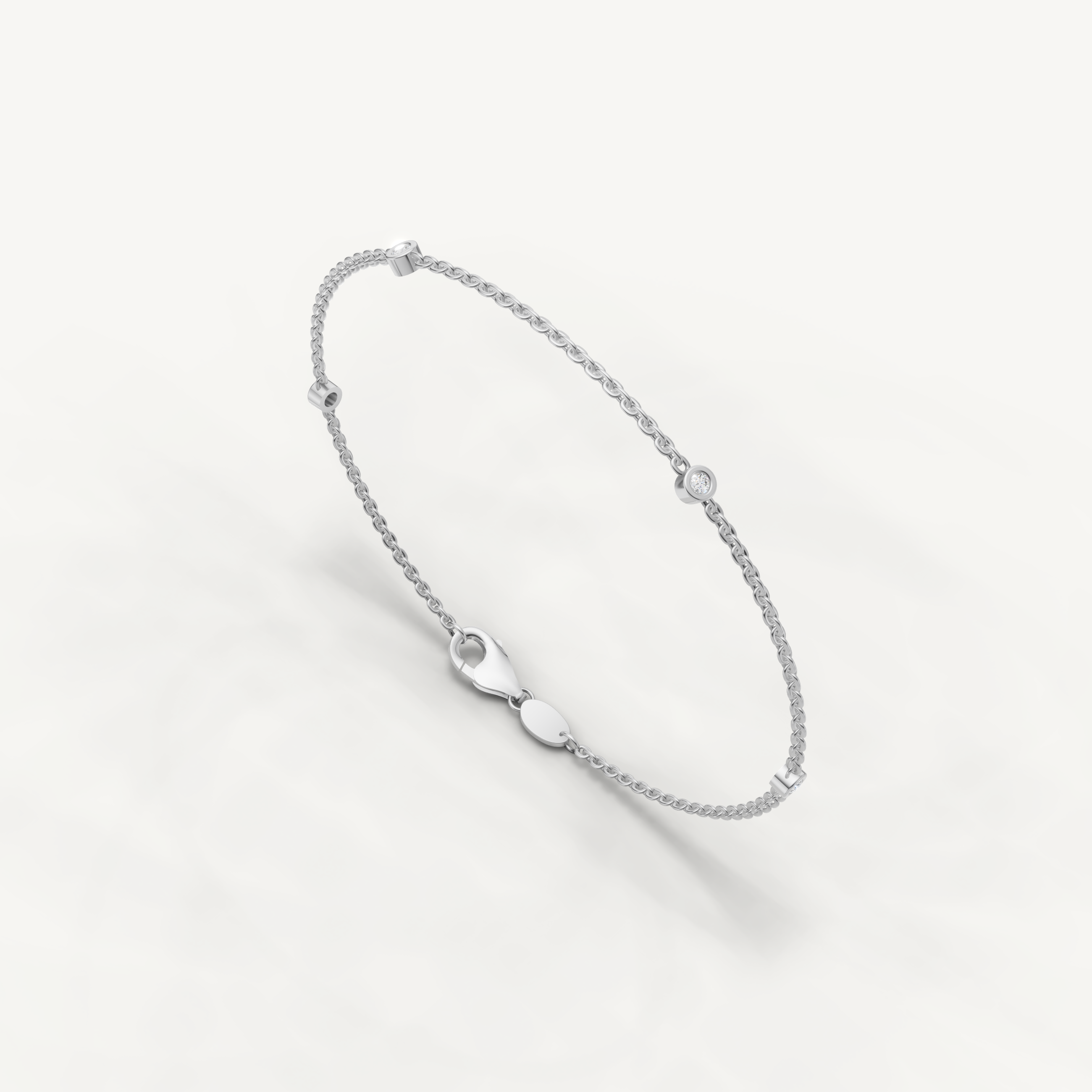 Round Lab Grown Diamond Station Bracelet in 14K Yellow Gold