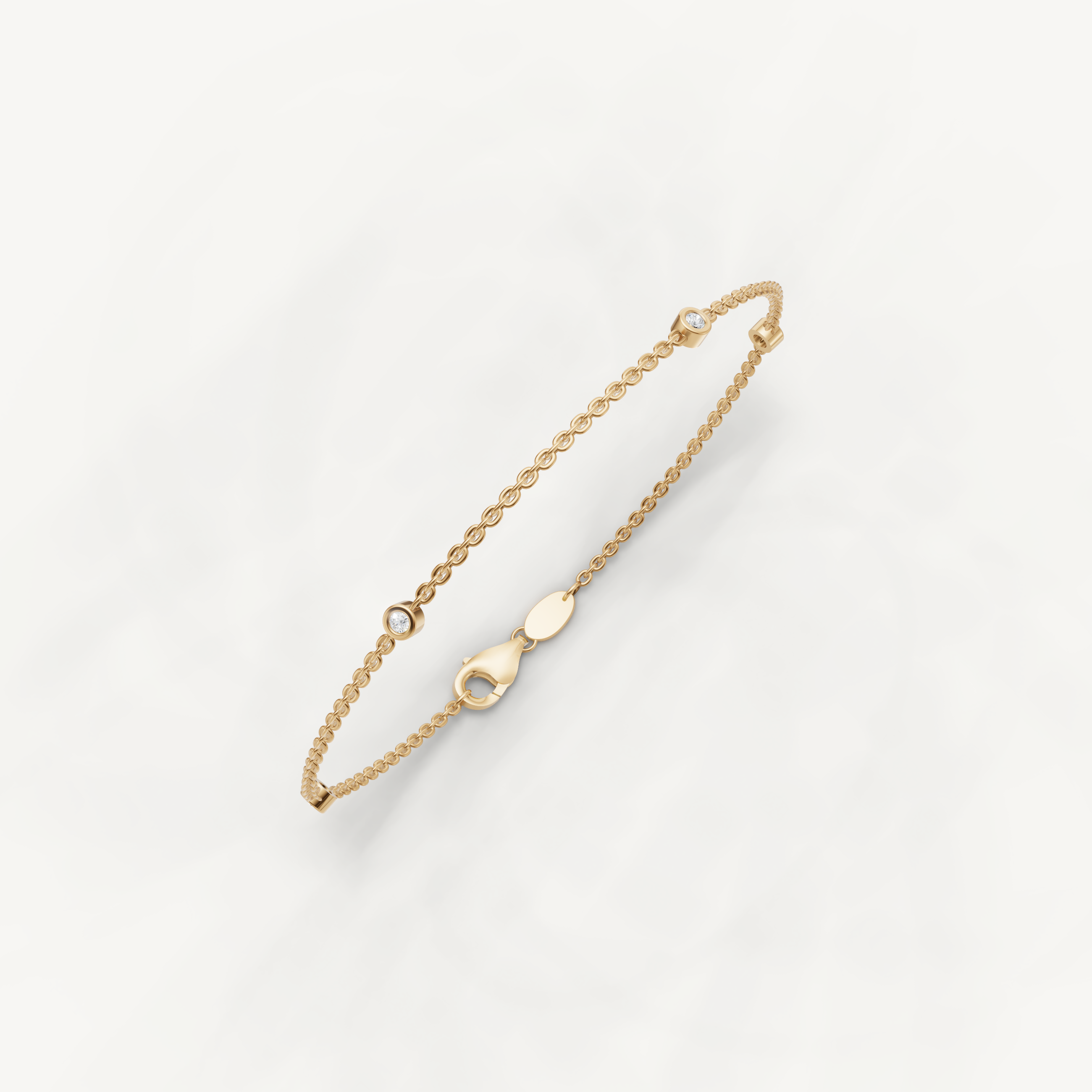 Round Lab Grown Diamond Station Bracelet in 14K Yellow Gold