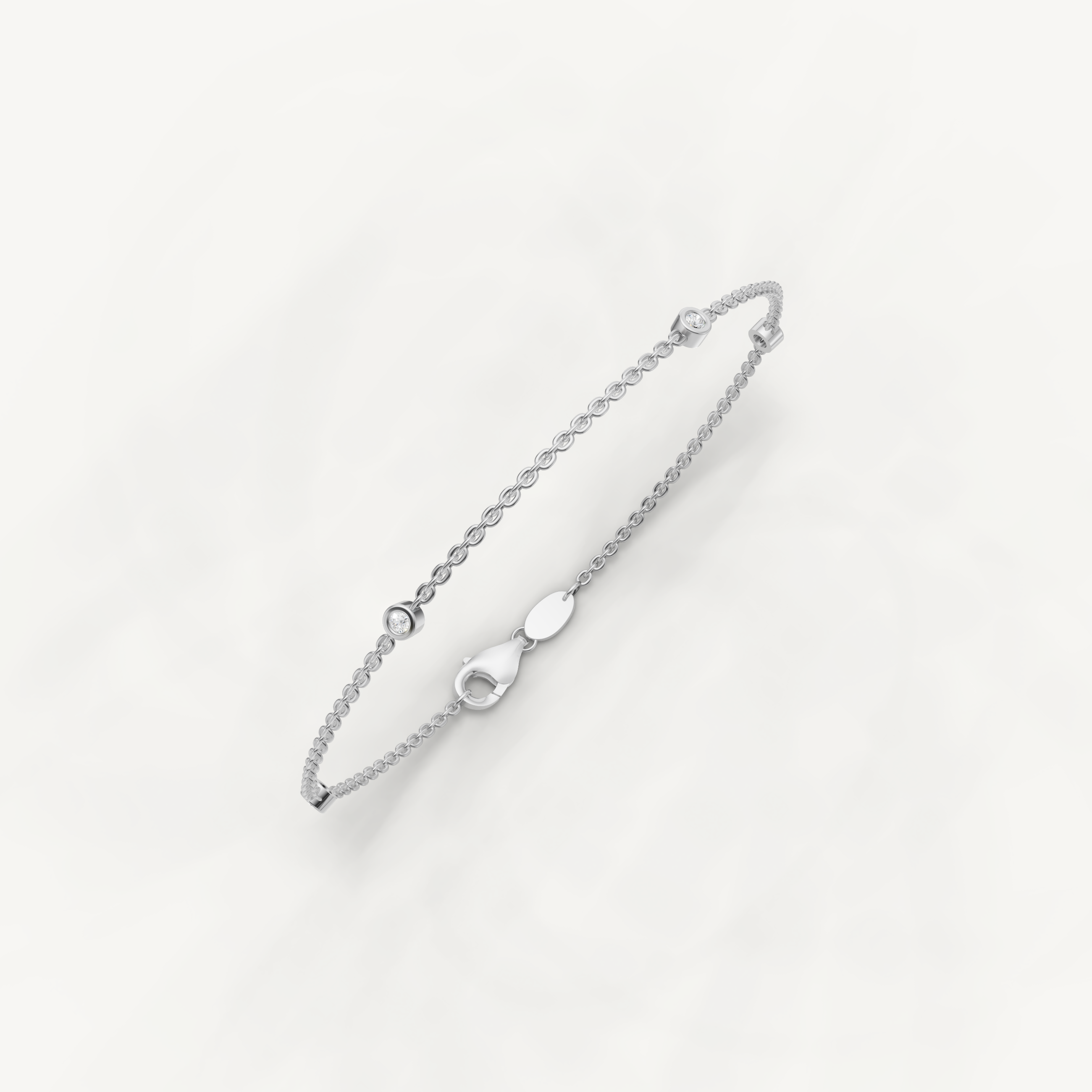 Round Lab Grown Diamond Station Bracelet in 14K Yellow Gold