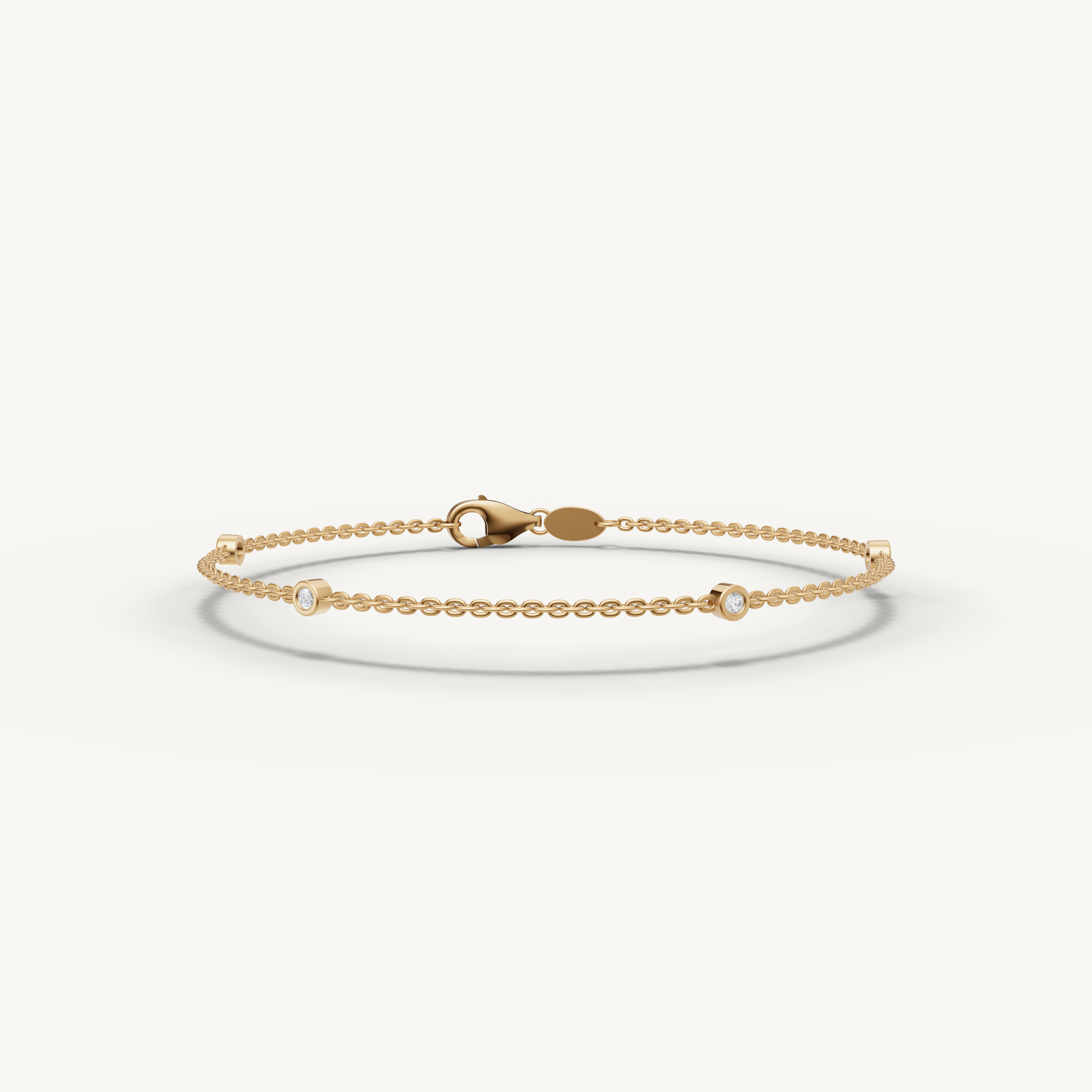 Round Lab Grown Diamond Station Bracelet in 14K Yellow Gold