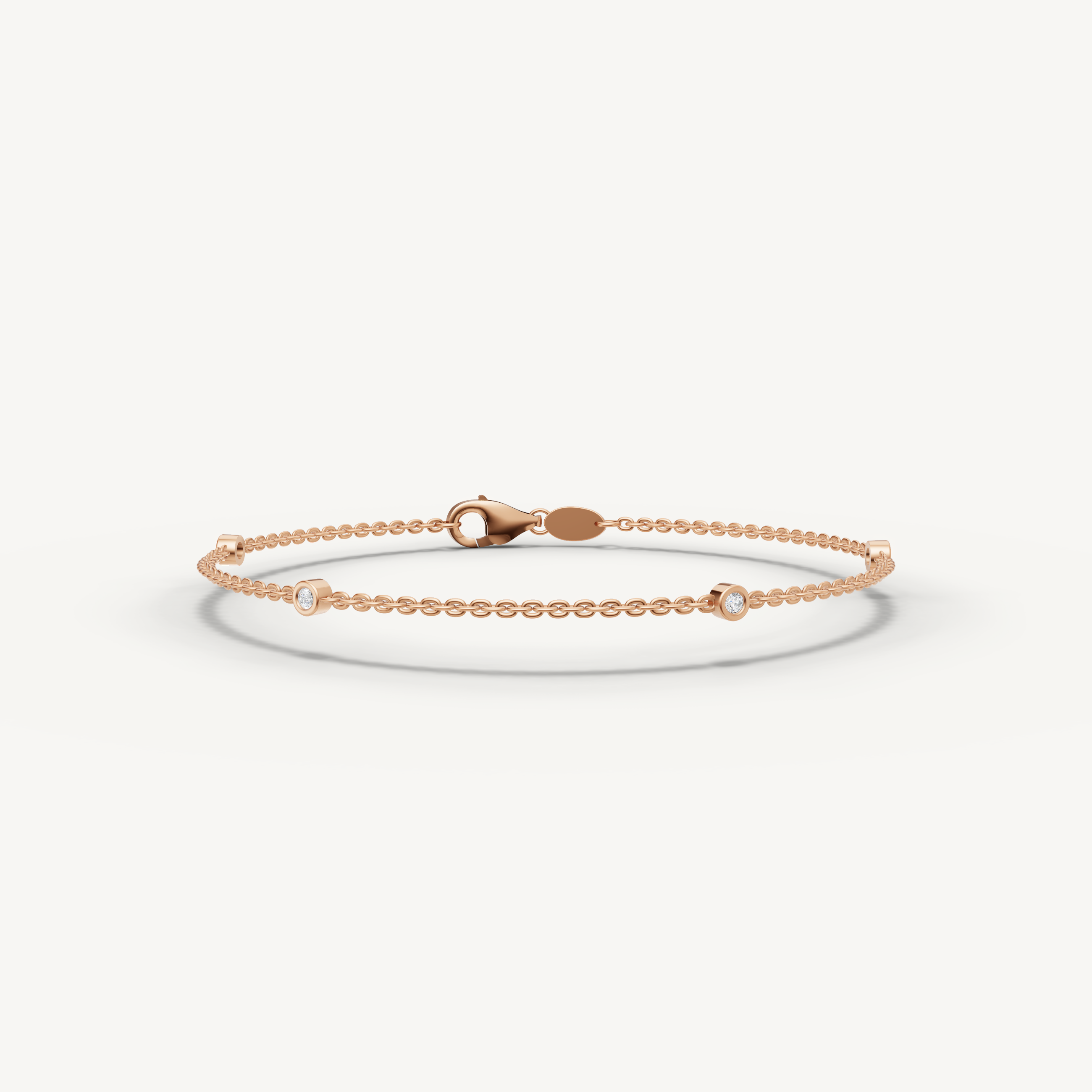 Round Lab Grown Diamond Station Bracelet in 14K Yellow Gold