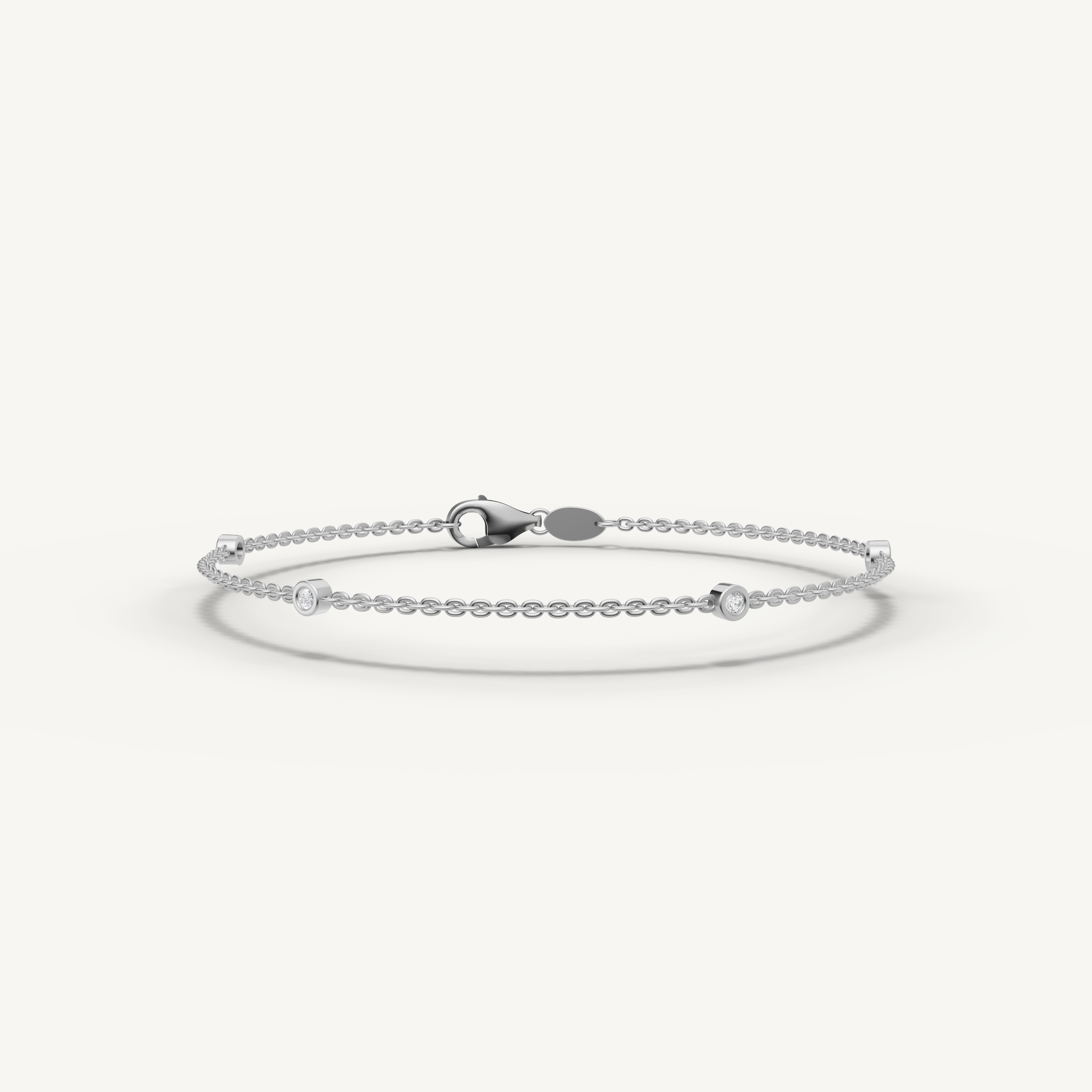 Round Lab Grown Diamond Station Bracelet in 14K Yellow Gold