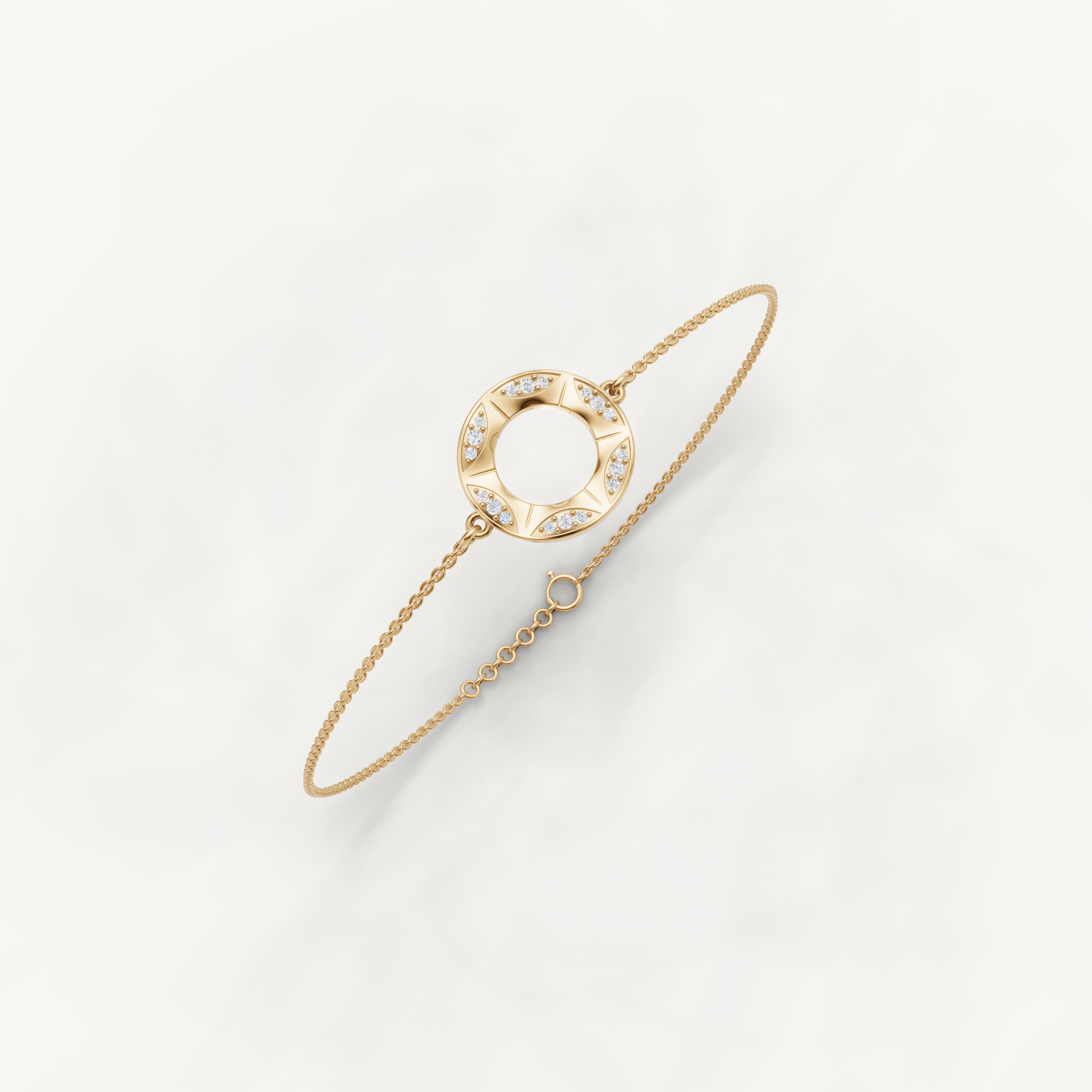 Lab Grown Diamond Star Circle Bracelet in 14K Yellow Gold