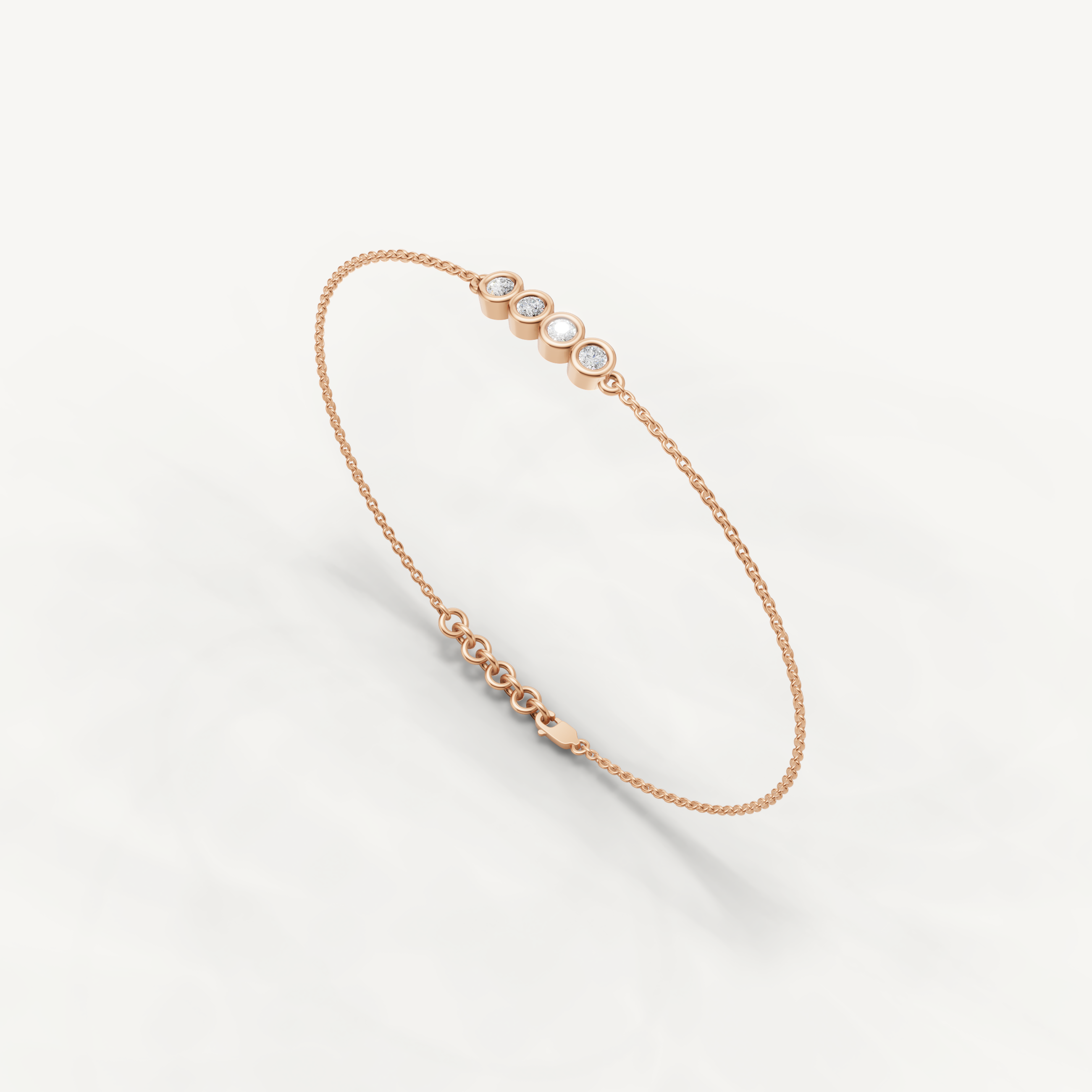 Four Stone Lab Grown Diamond Station Bracelet in 14K Yellow Gold