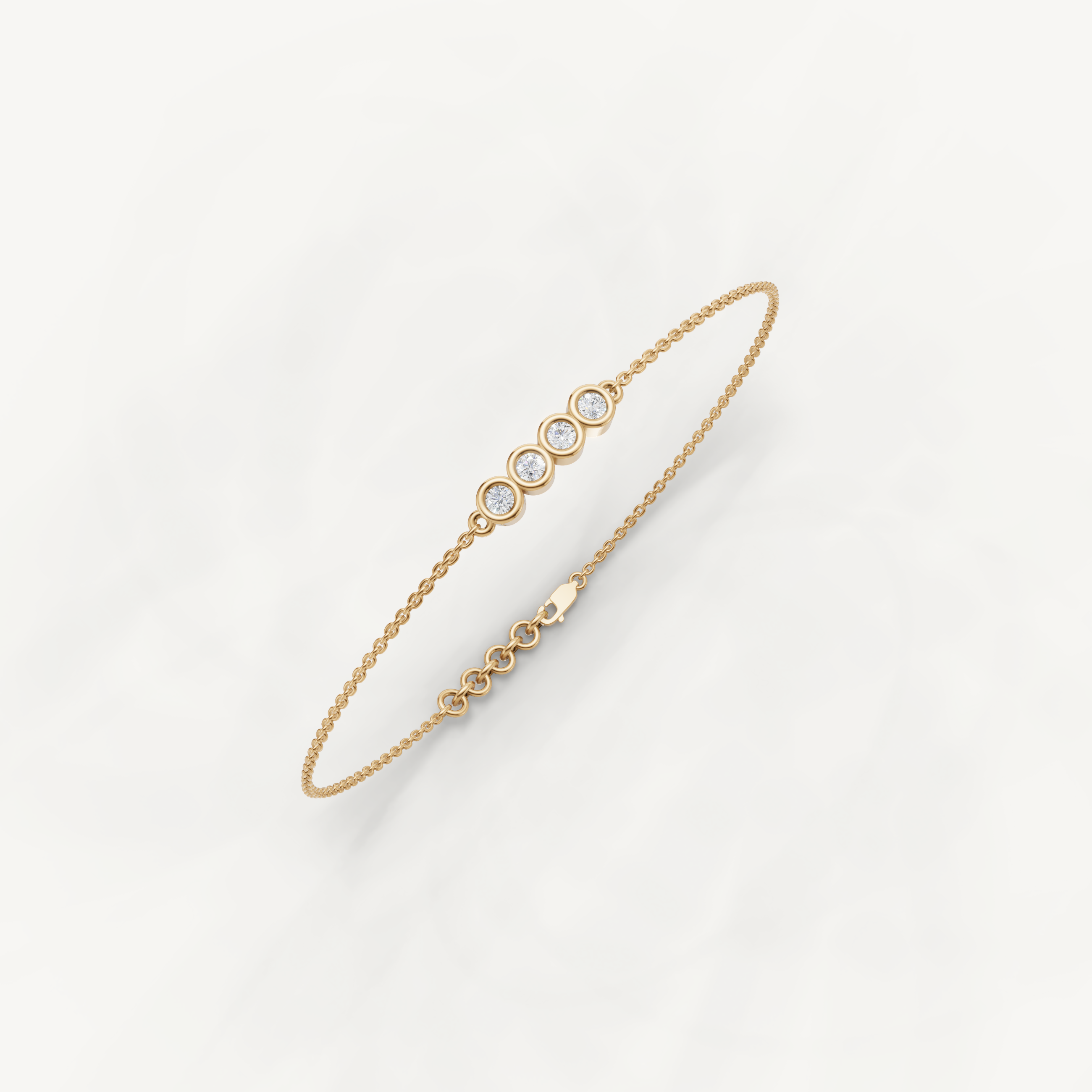 Four Stone Lab Grown Diamond Station Bracelet in 14K Yellow Gold