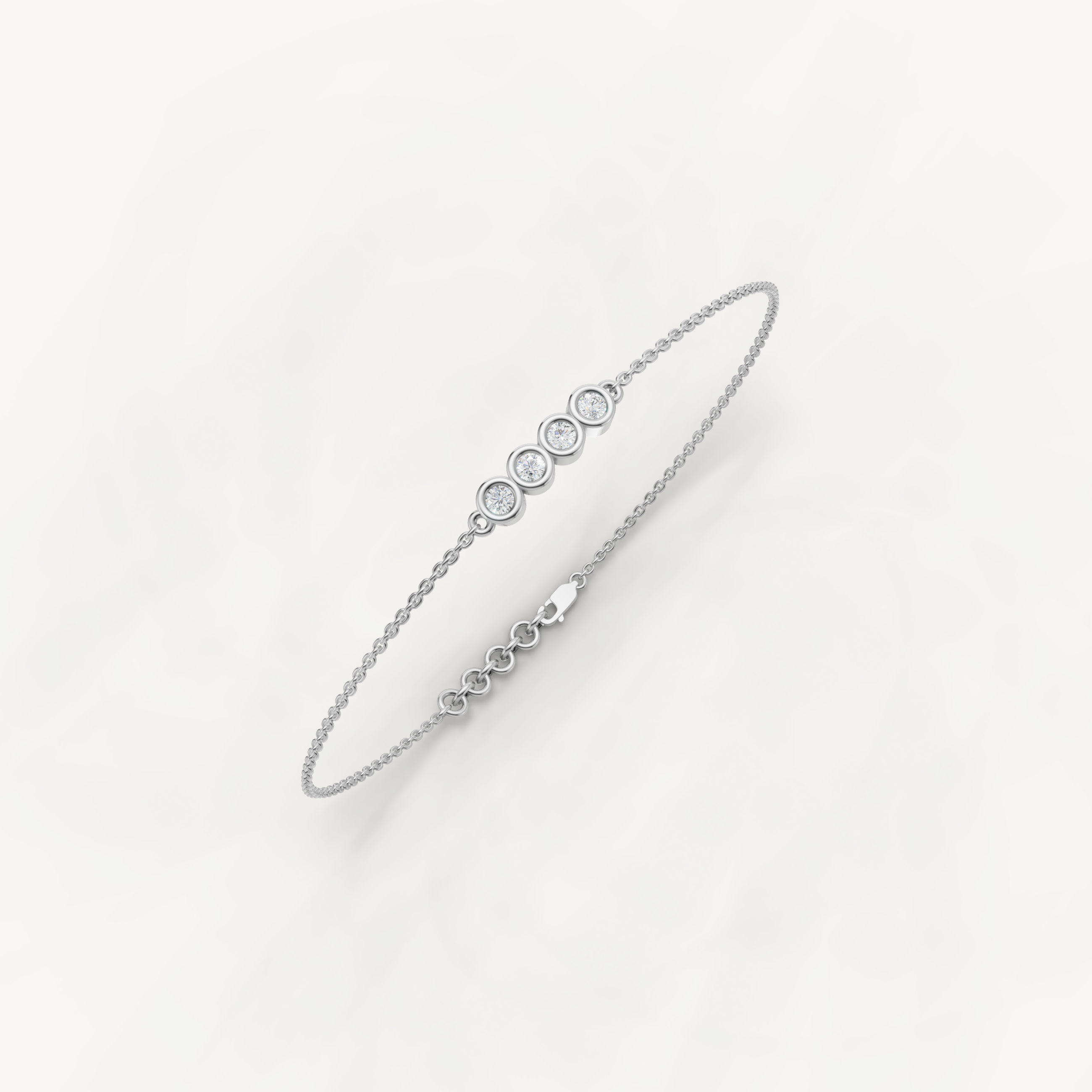 Four Stone Lab Grown Diamond Station Bracelet in 14K Yellow Gold