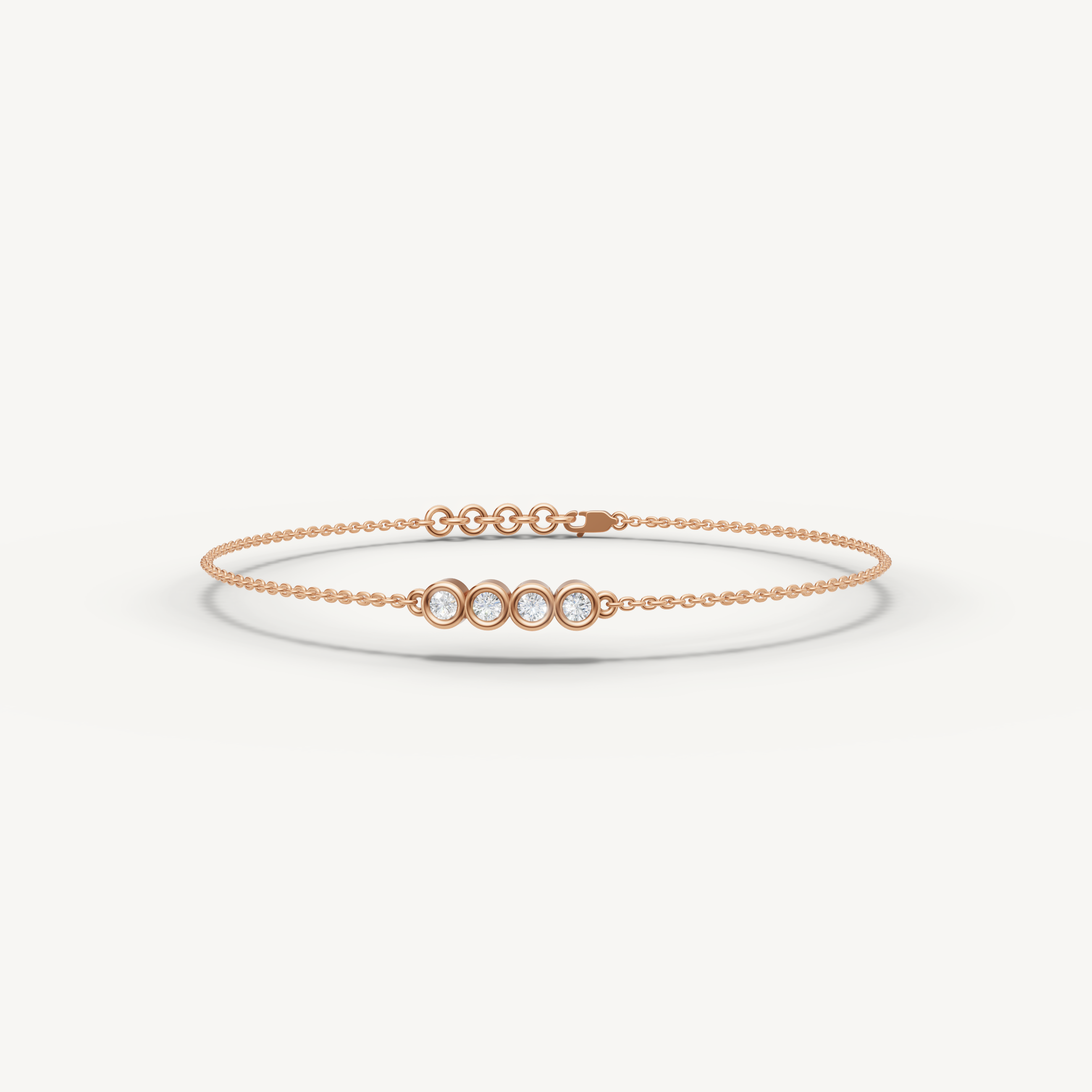 Four Stone Lab Grown Diamond Station Bracelet in 14K Yellow Gold