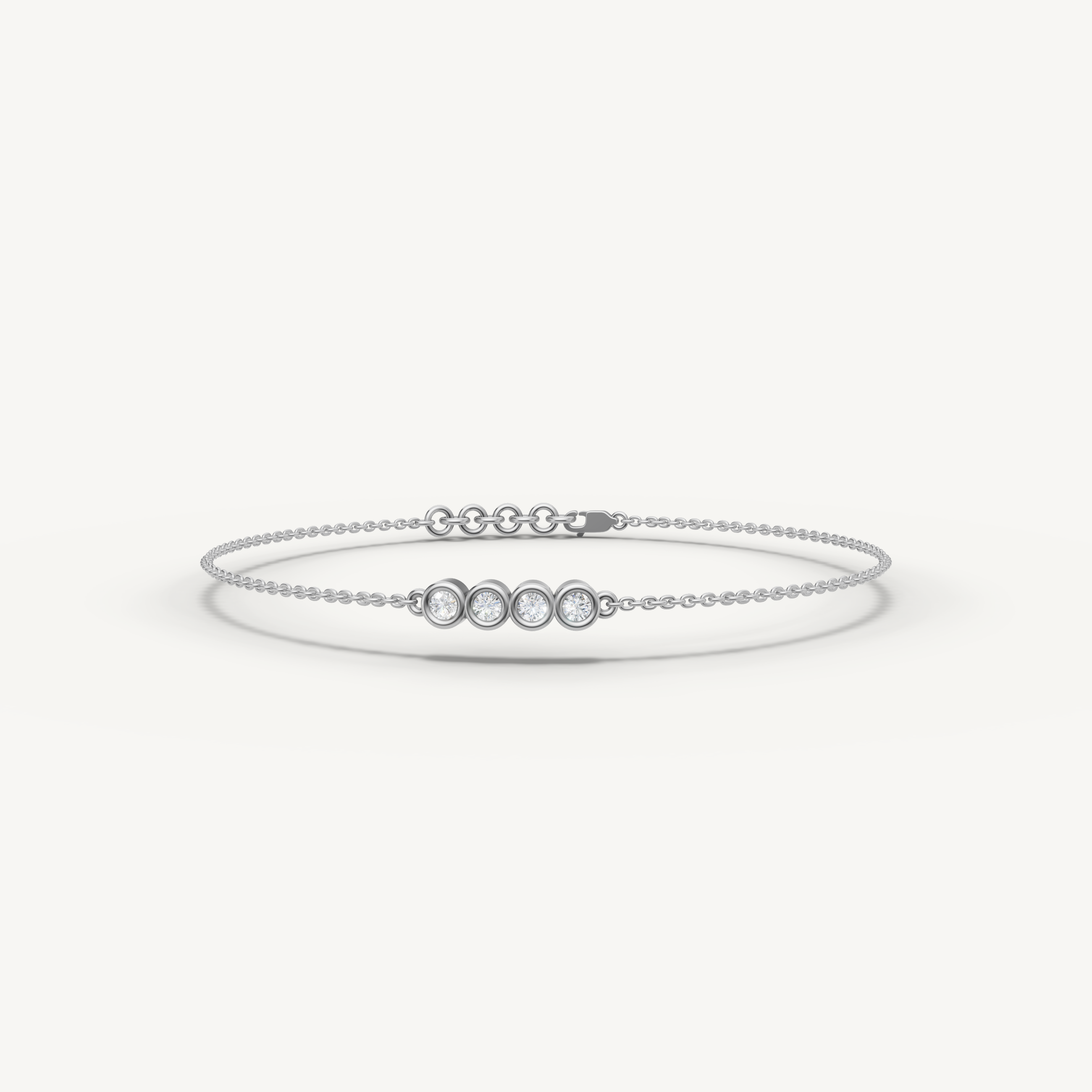 Four Stone Lab Grown Diamond Station Bracelet in 14K Yellow Gold