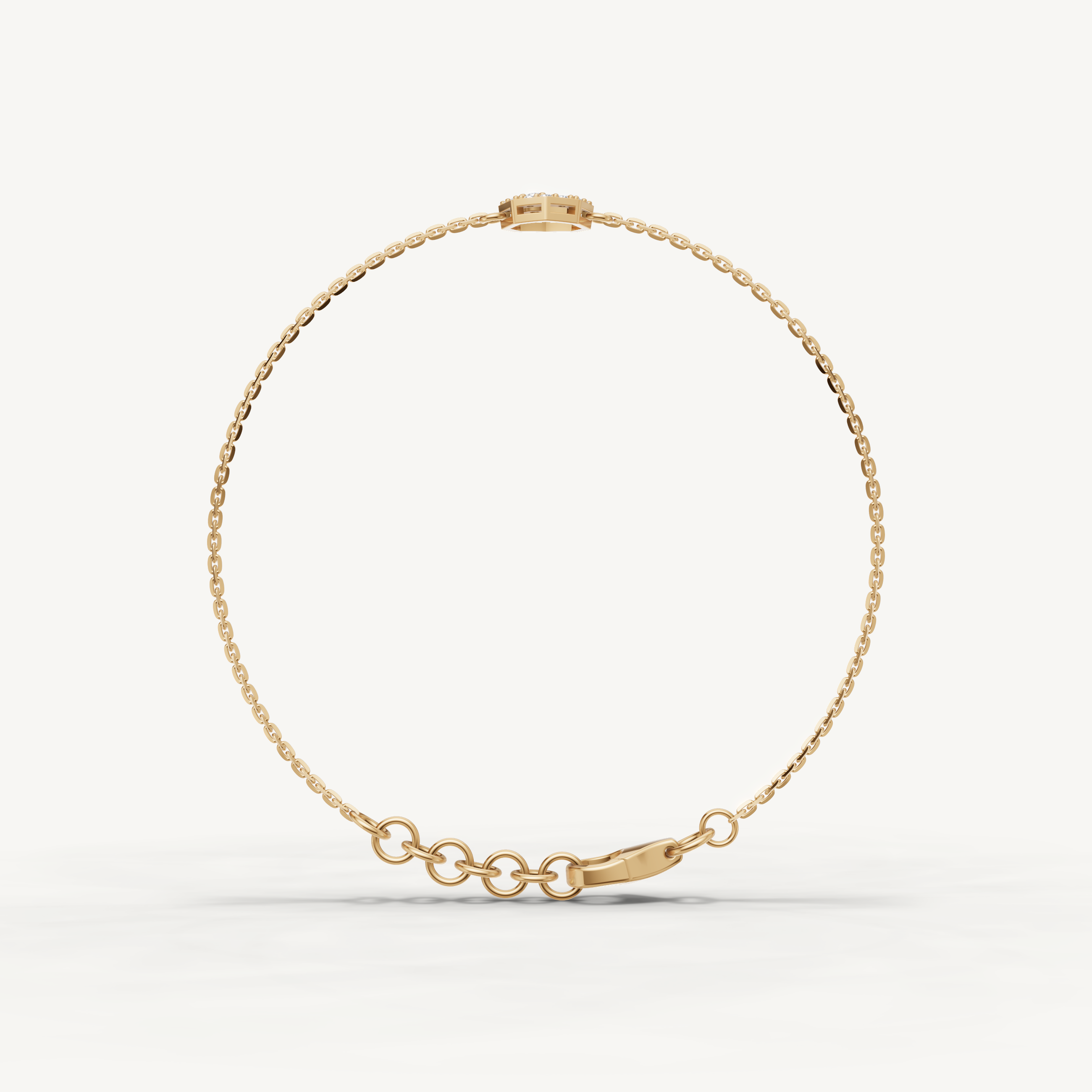 Lab Grown Diamond Open Circle Bracelet in 14K Yellow Gold