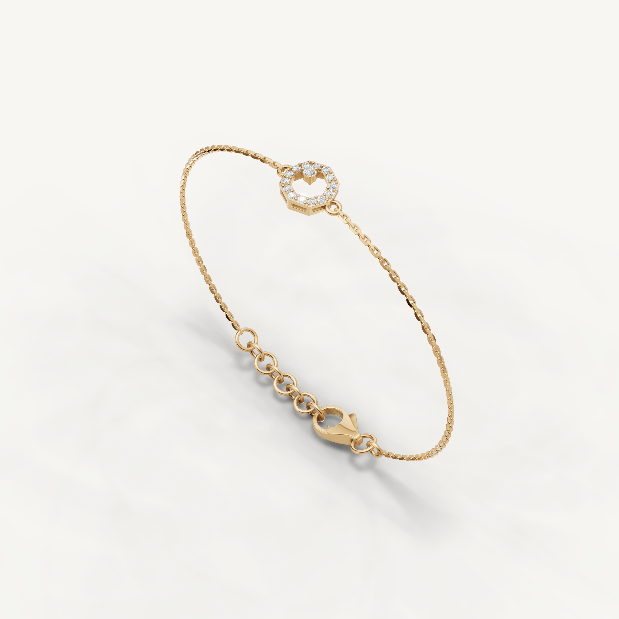 Lab Grown Diamond Open Circle Bracelet in 14K Yellow Gold