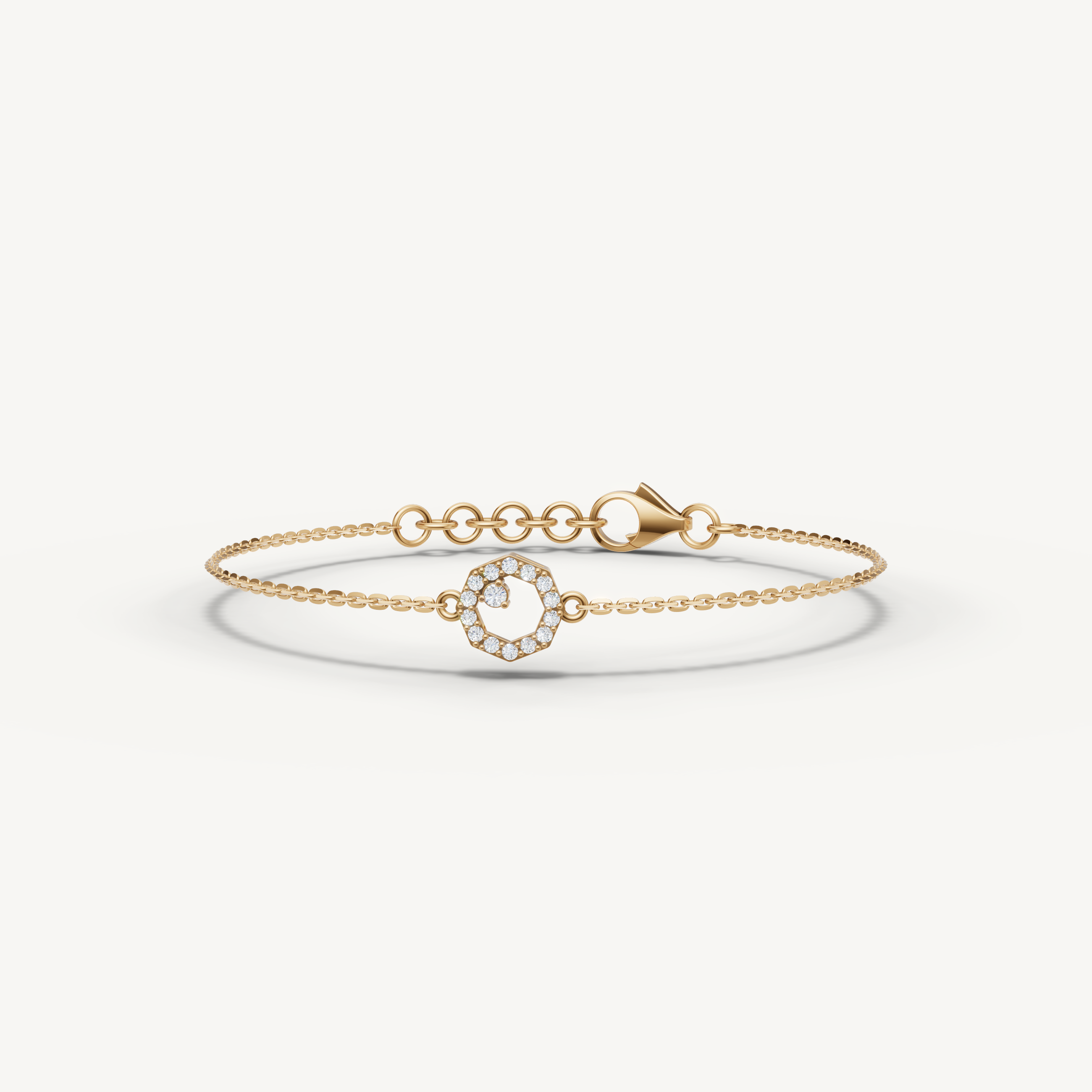 Lab Grown Diamond Open Circle Bracelet in 14K Yellow Gold