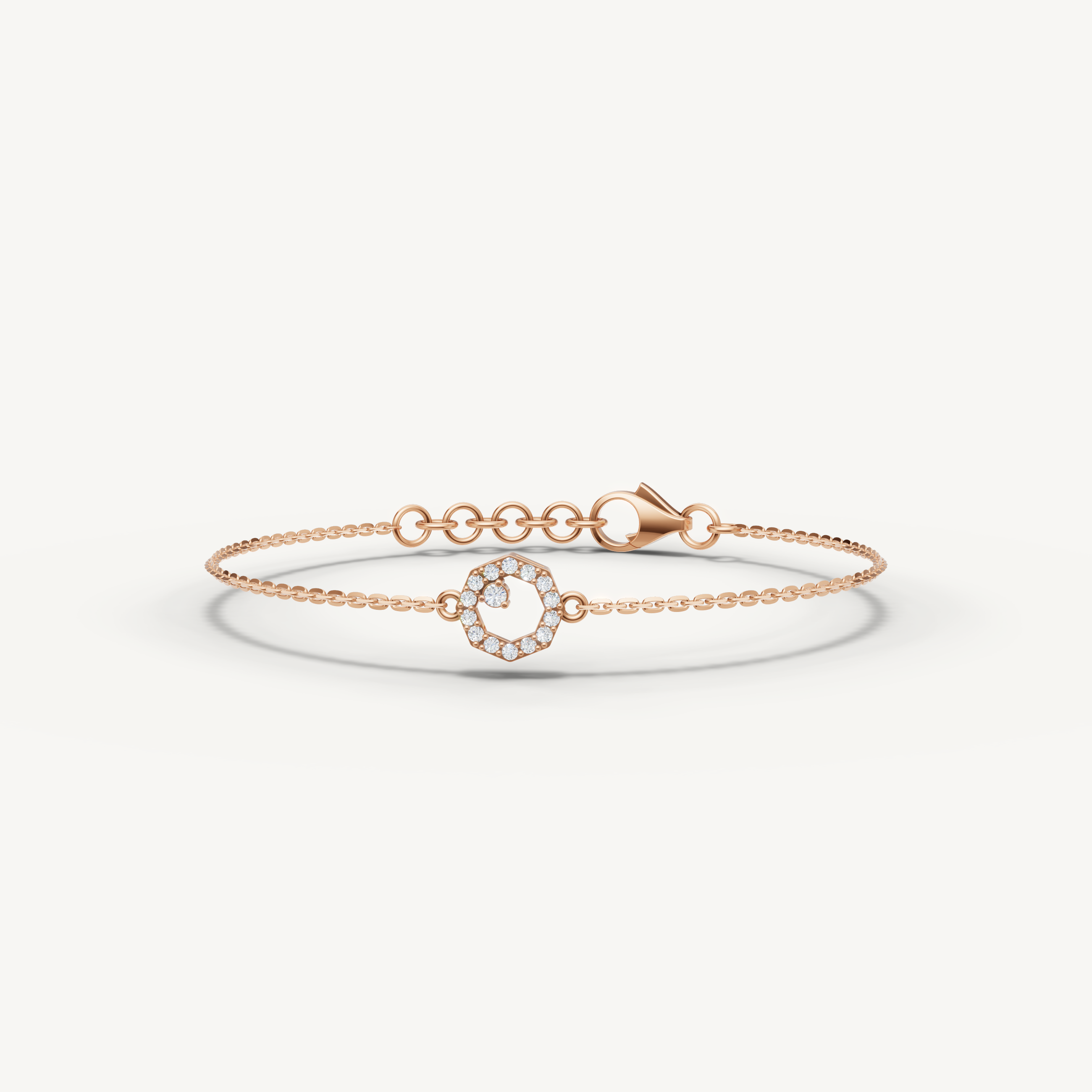 Lab Grown Diamond Open Circle Bracelet in 14K Yellow Gold