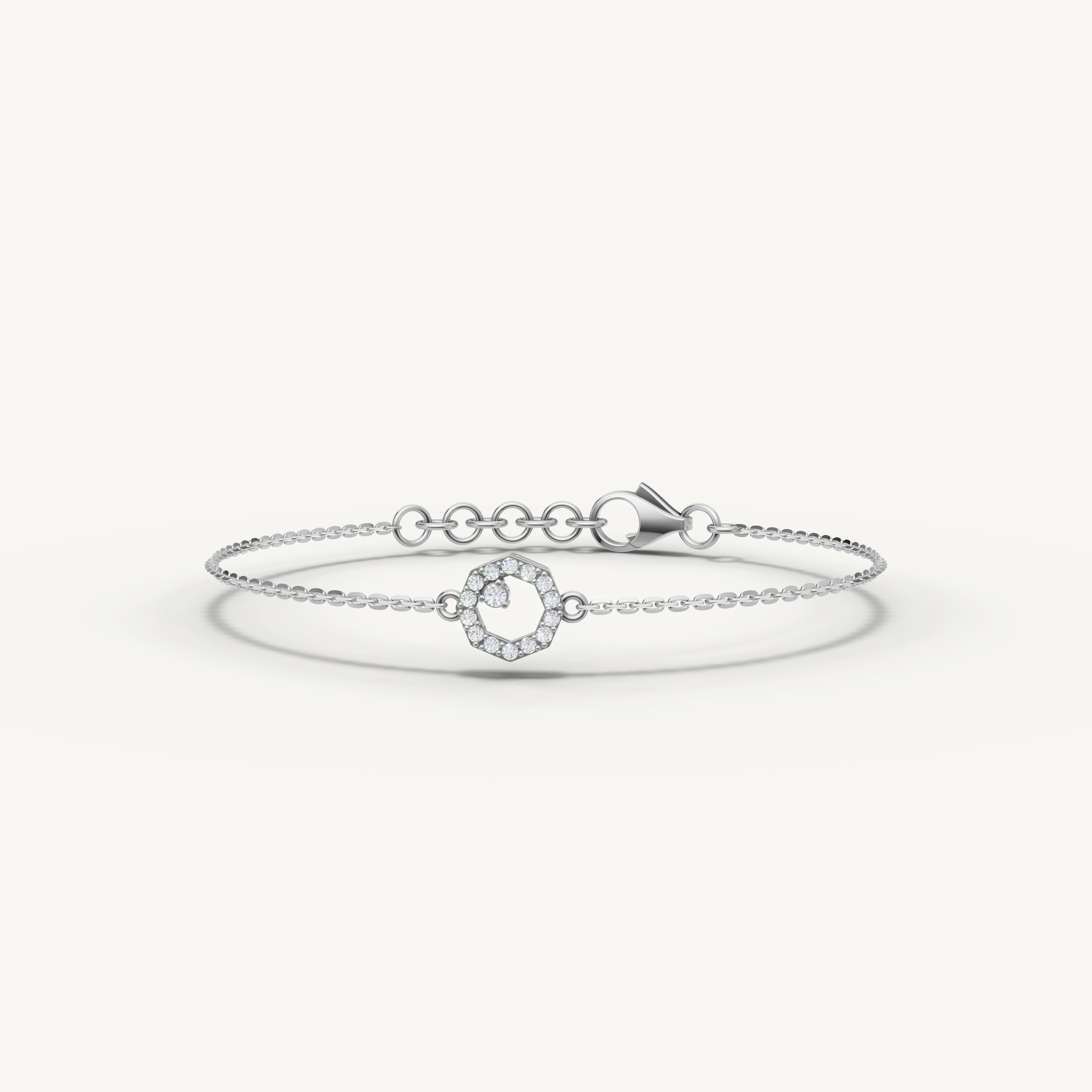 Lab Grown Diamond Open Circle Bracelet in 14K Yellow Gold