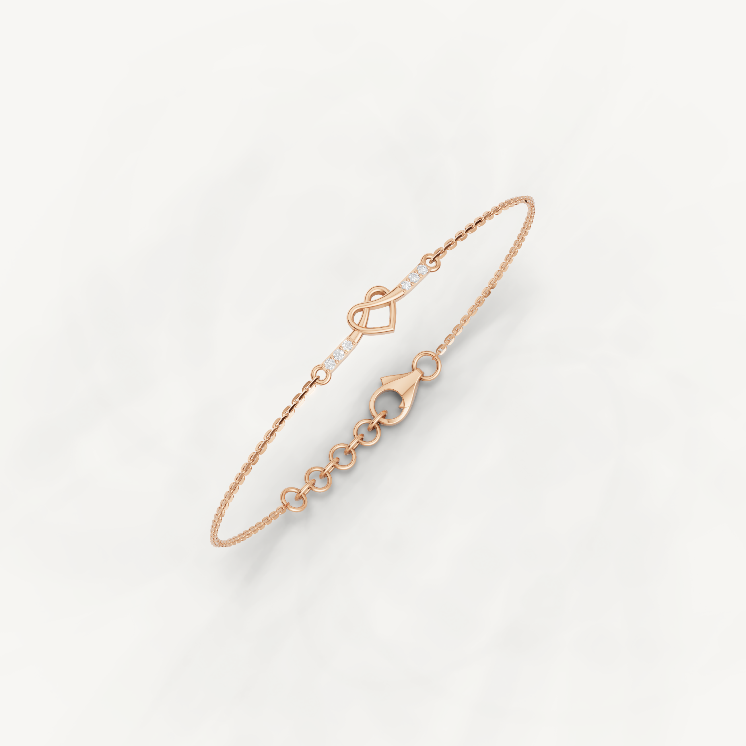 Infinity Heart Lab Grown Diamond Bracelet in 14K Rose Gold