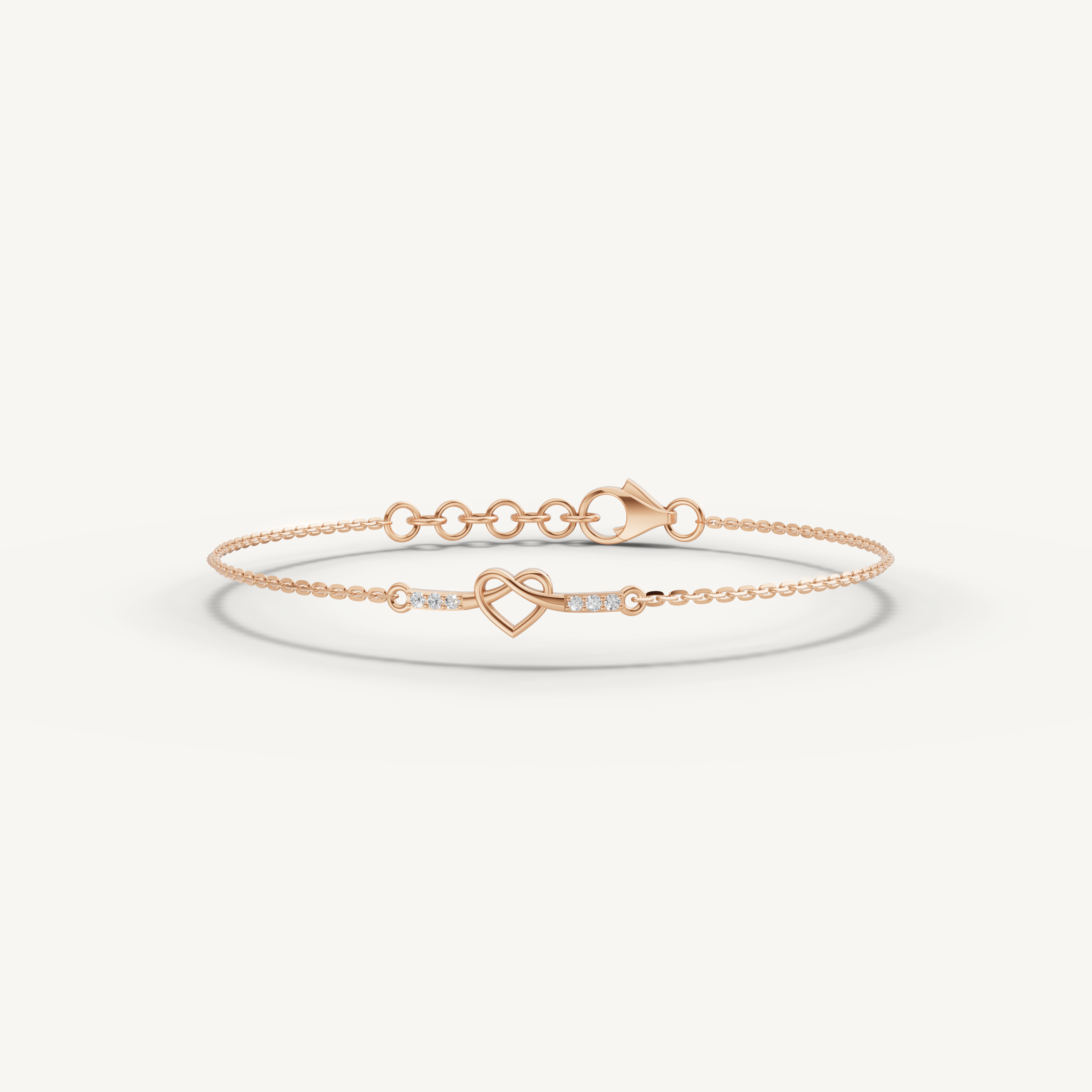 Infinity Heart Lab Grown Diamond Bracelet in 14K Rose Gold
