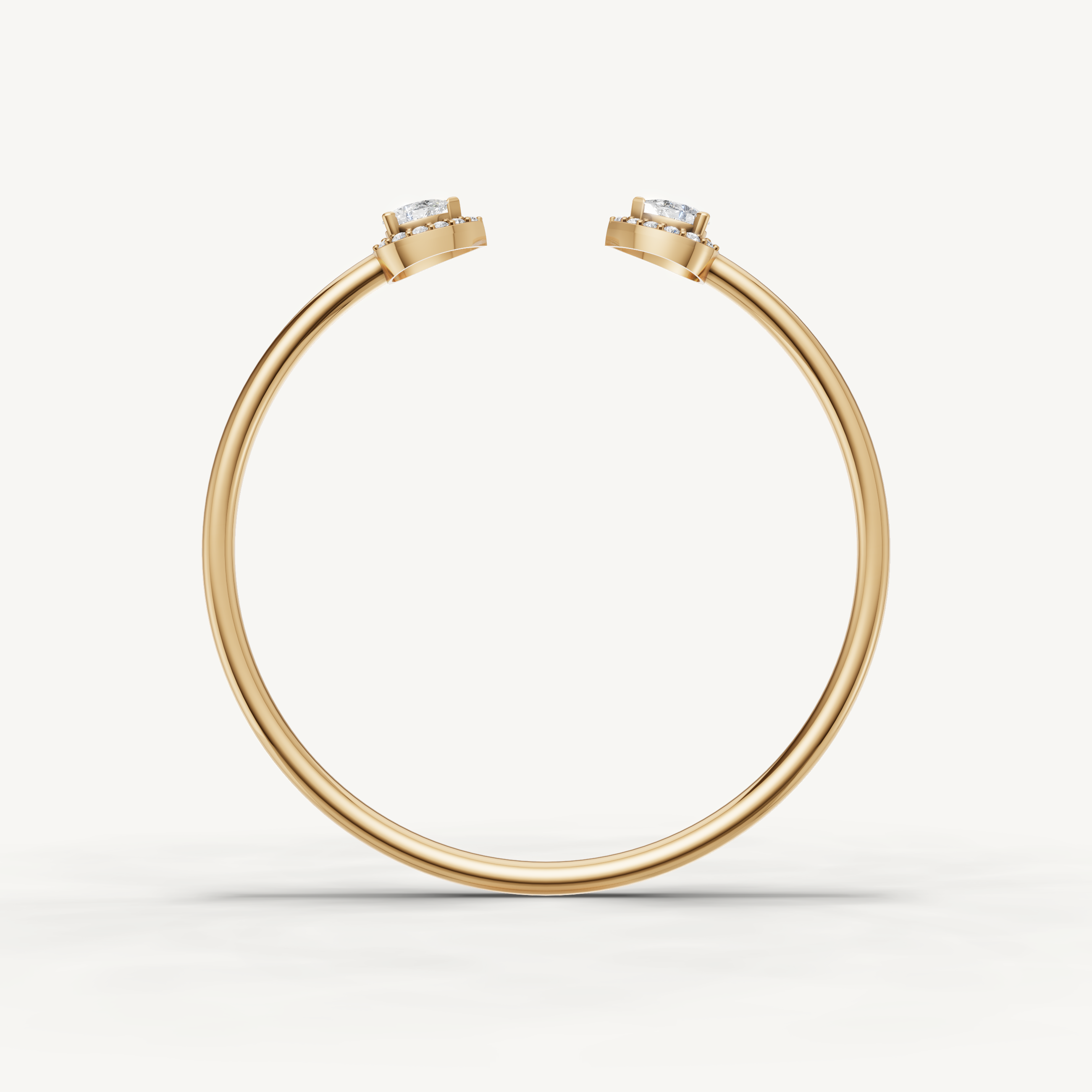 Pear Lab Grown Diamond Open Cuff Bracelet in 14K Yellow Gold