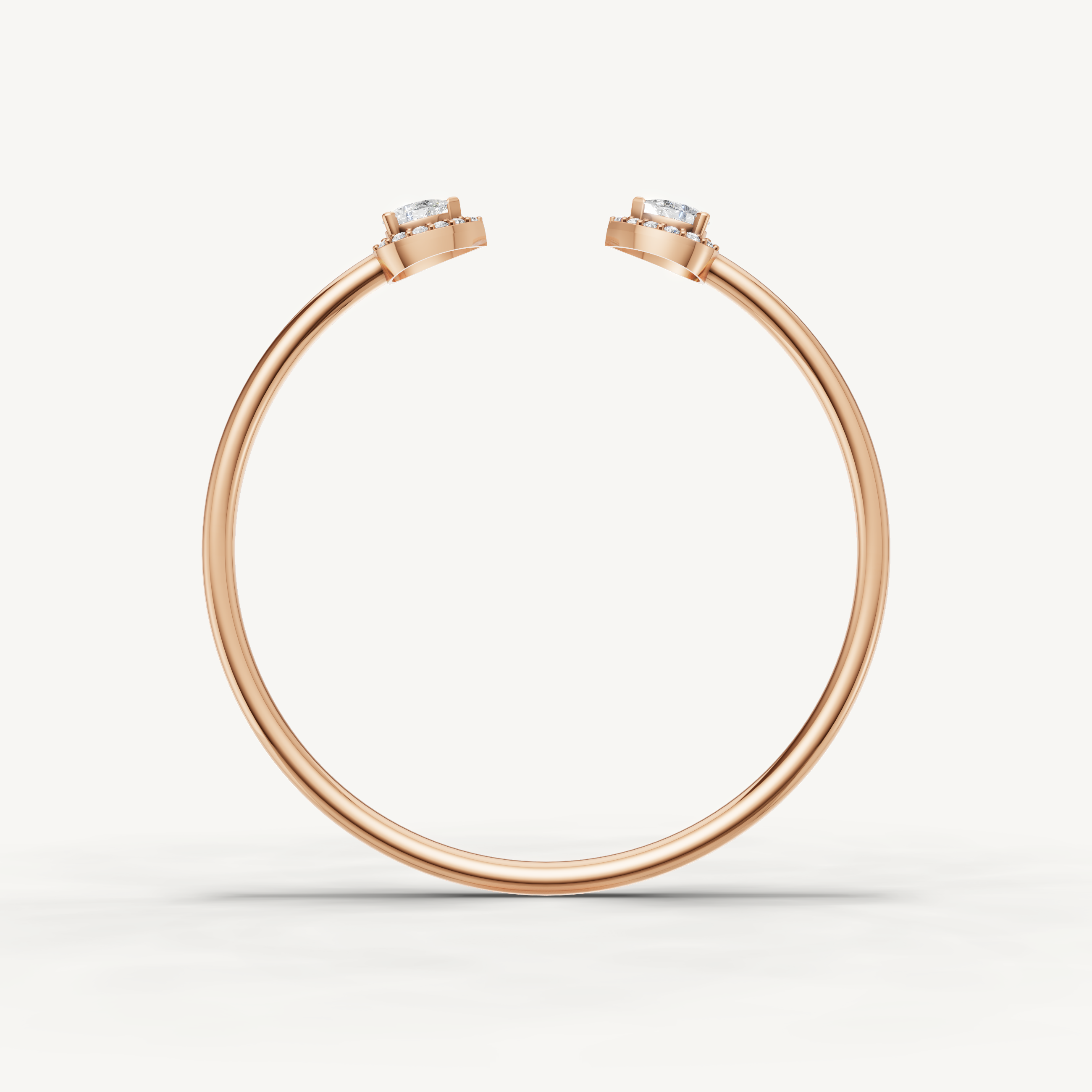 Pear Lab Grown Diamond Open Cuff Bracelet in 14K Yellow Gold