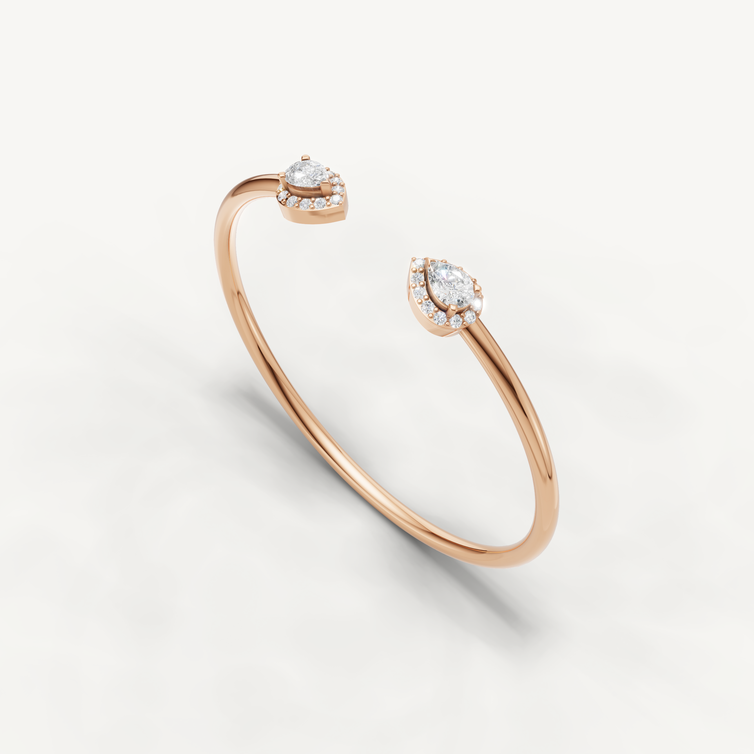 Pear Lab Grown Diamond Open Cuff Bracelet in 14K Yellow Gold