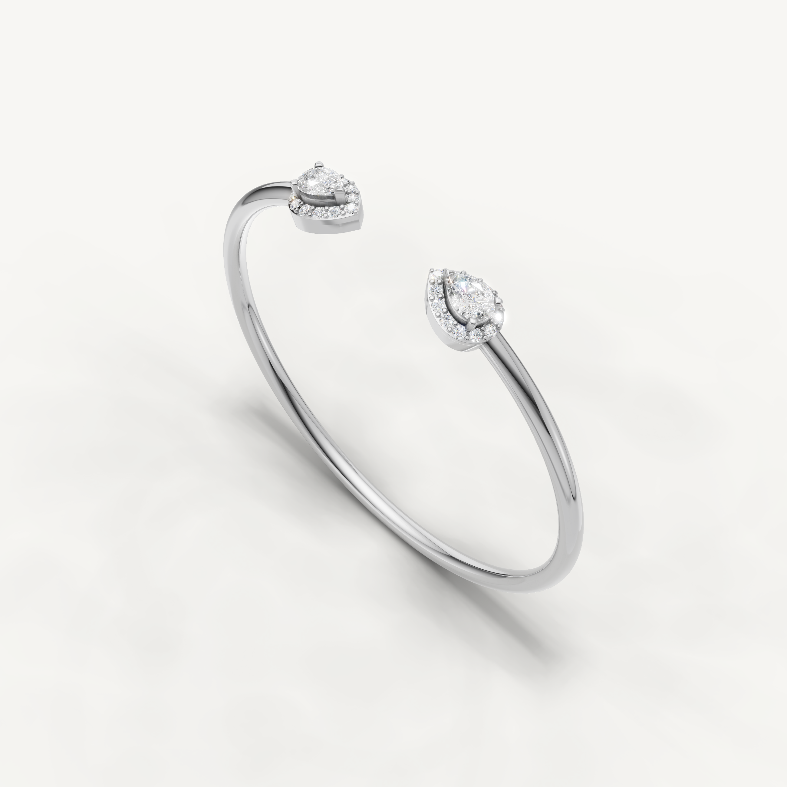 Pear Lab Grown Diamond Open Cuff Bracelet in 14K Yellow Gold