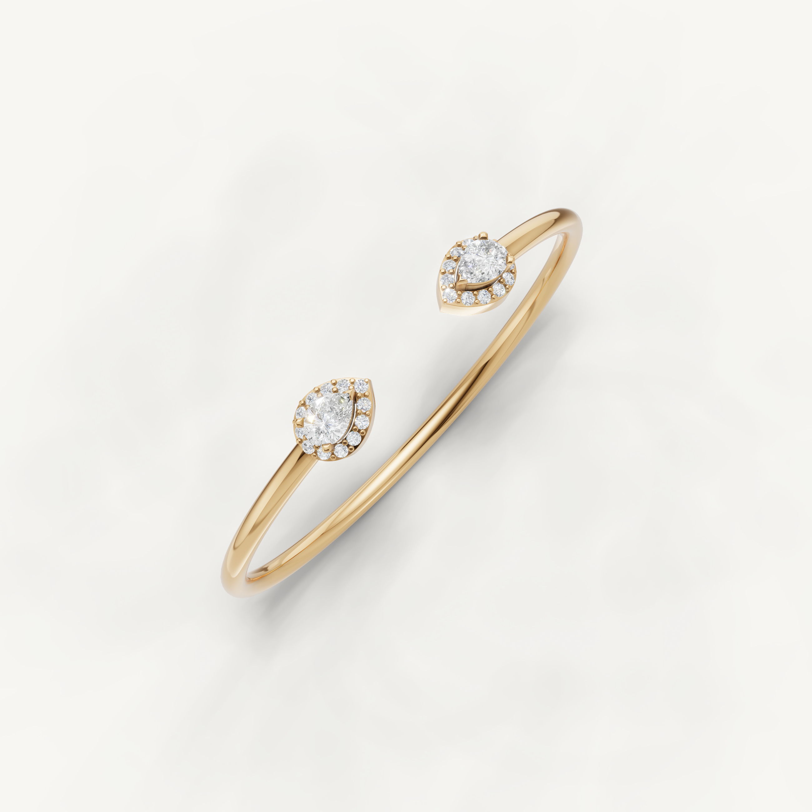 Pear Lab Grown Diamond Open Cuff Bracelet in 14K Yellow Gold