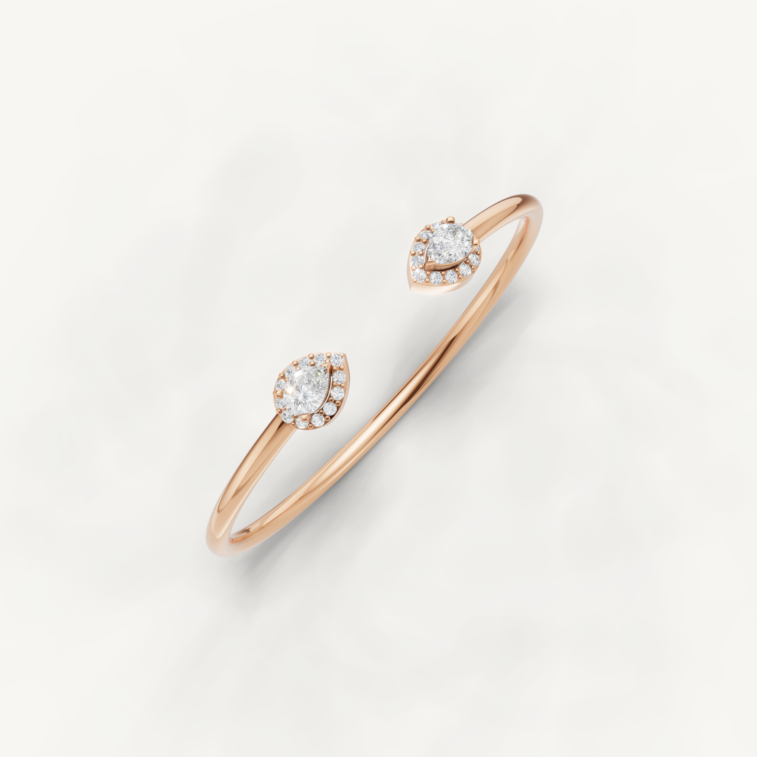 Pear Lab Grown Diamond Open Cuff Bracelet in 14K Yellow Gold