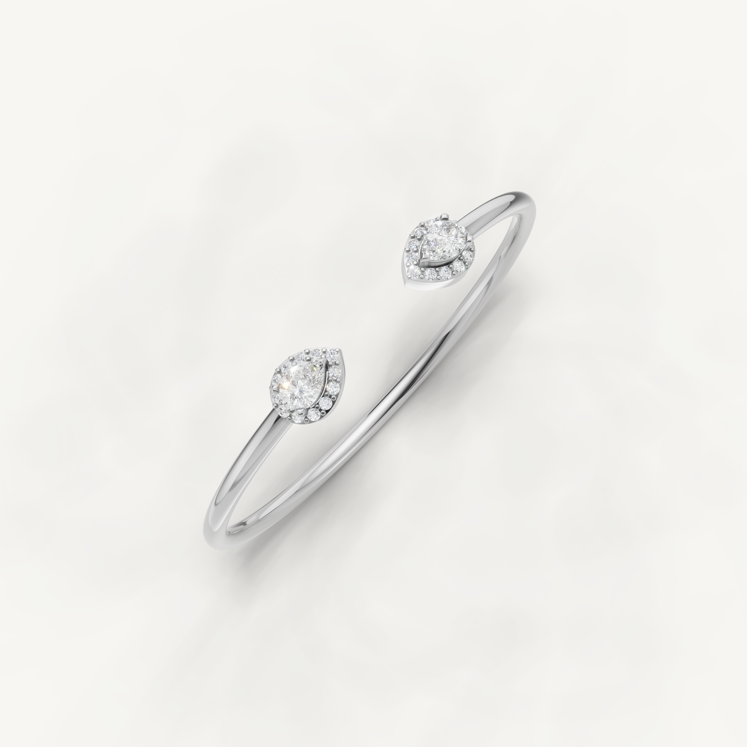 Pear Lab Grown Diamond Open Cuff Bracelet in 14K Yellow Gold
