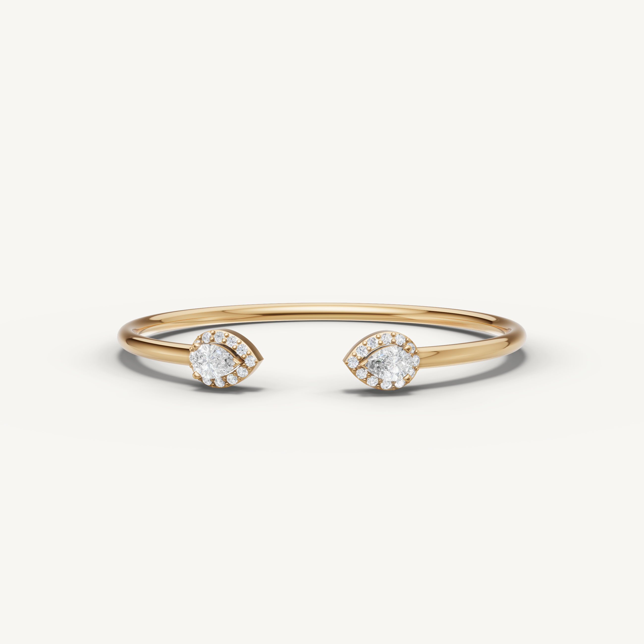 Pear Lab Grown Diamond Open Cuff Bracelet in 14K Yellow Gold