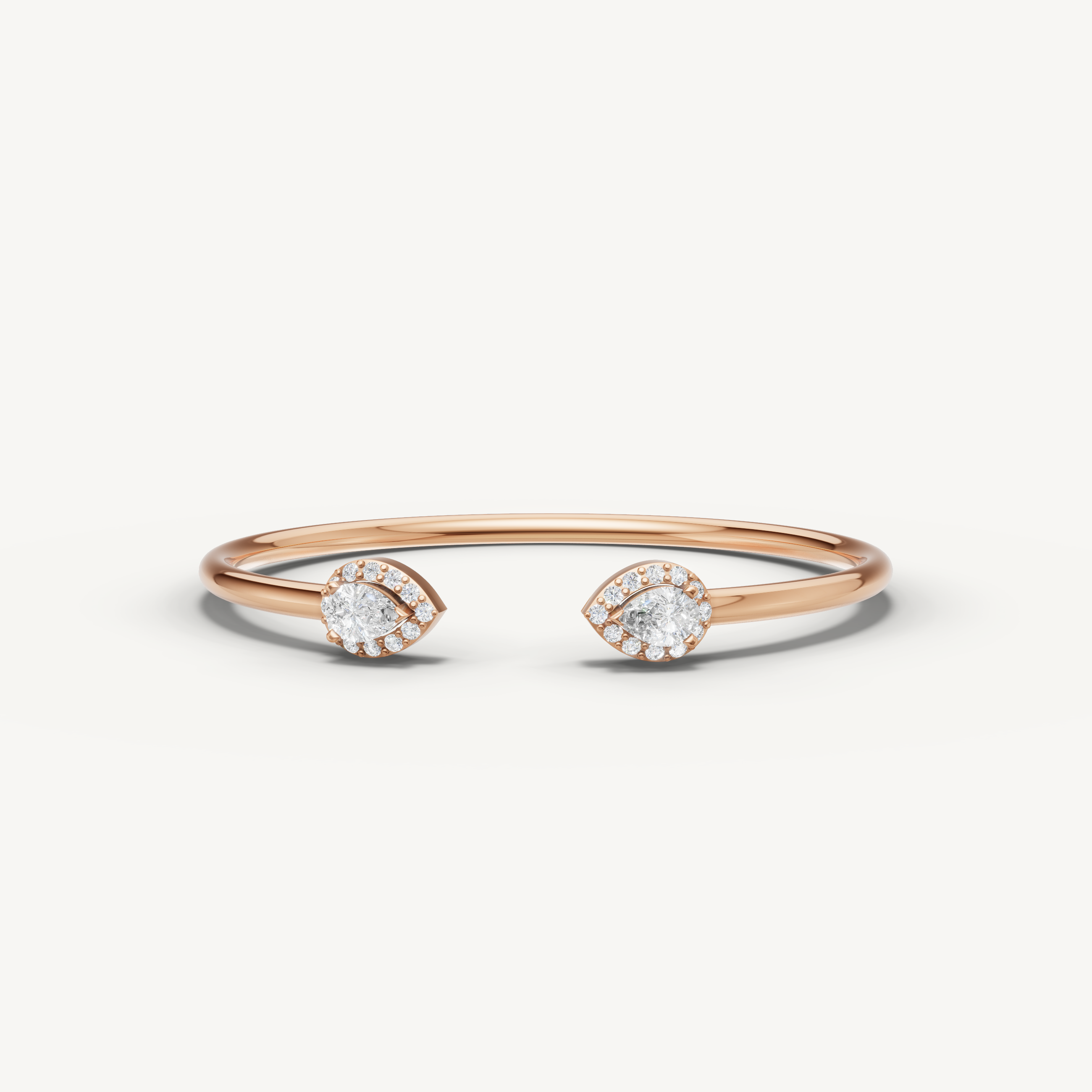 Pear Lab Grown Diamond Open Cuff Bracelet in 14K Yellow Gold