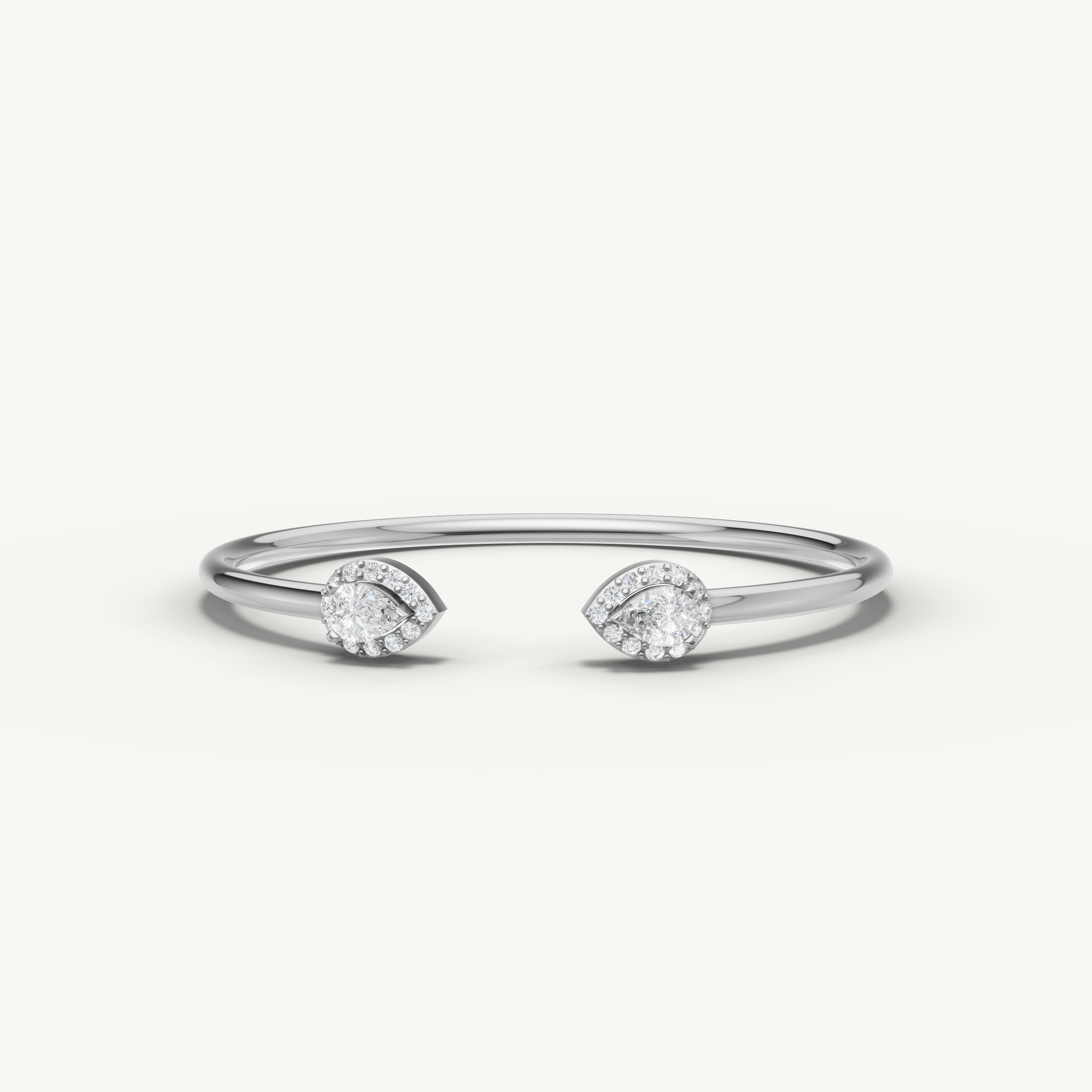 Pear Lab Grown Diamond Open Cuff Bracelet in 14K Yellow Gold