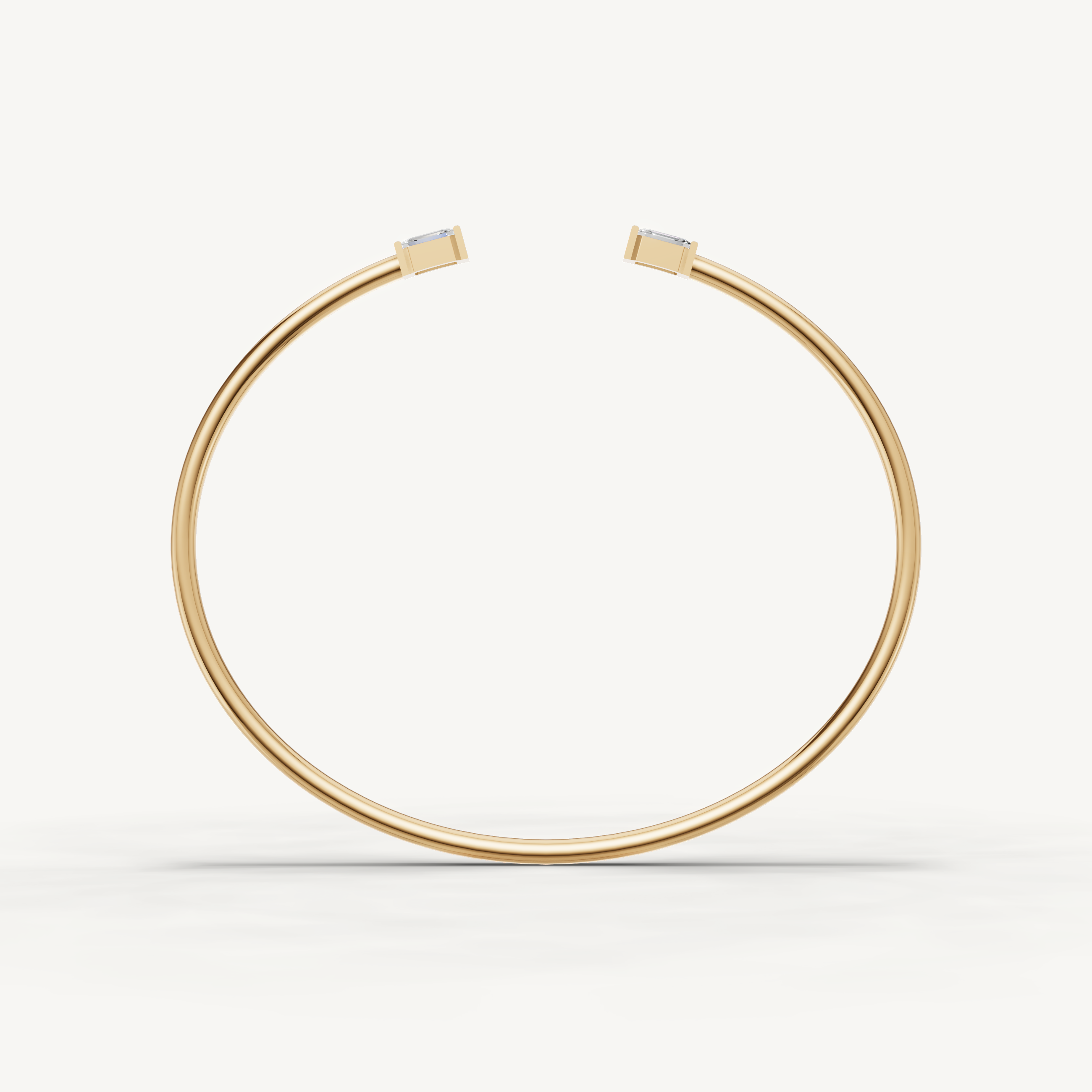 Emerald Cut Lab Grown Diamond Open Cuff Bracelet in 14K Yellow Gold