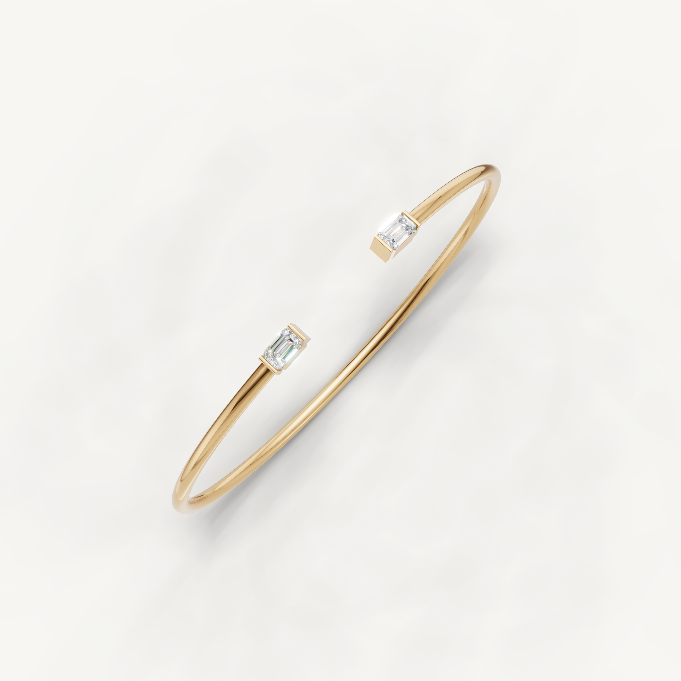 Emerald Cut Lab Grown Diamond Open Cuff Bracelet in 14K Yellow Gold
