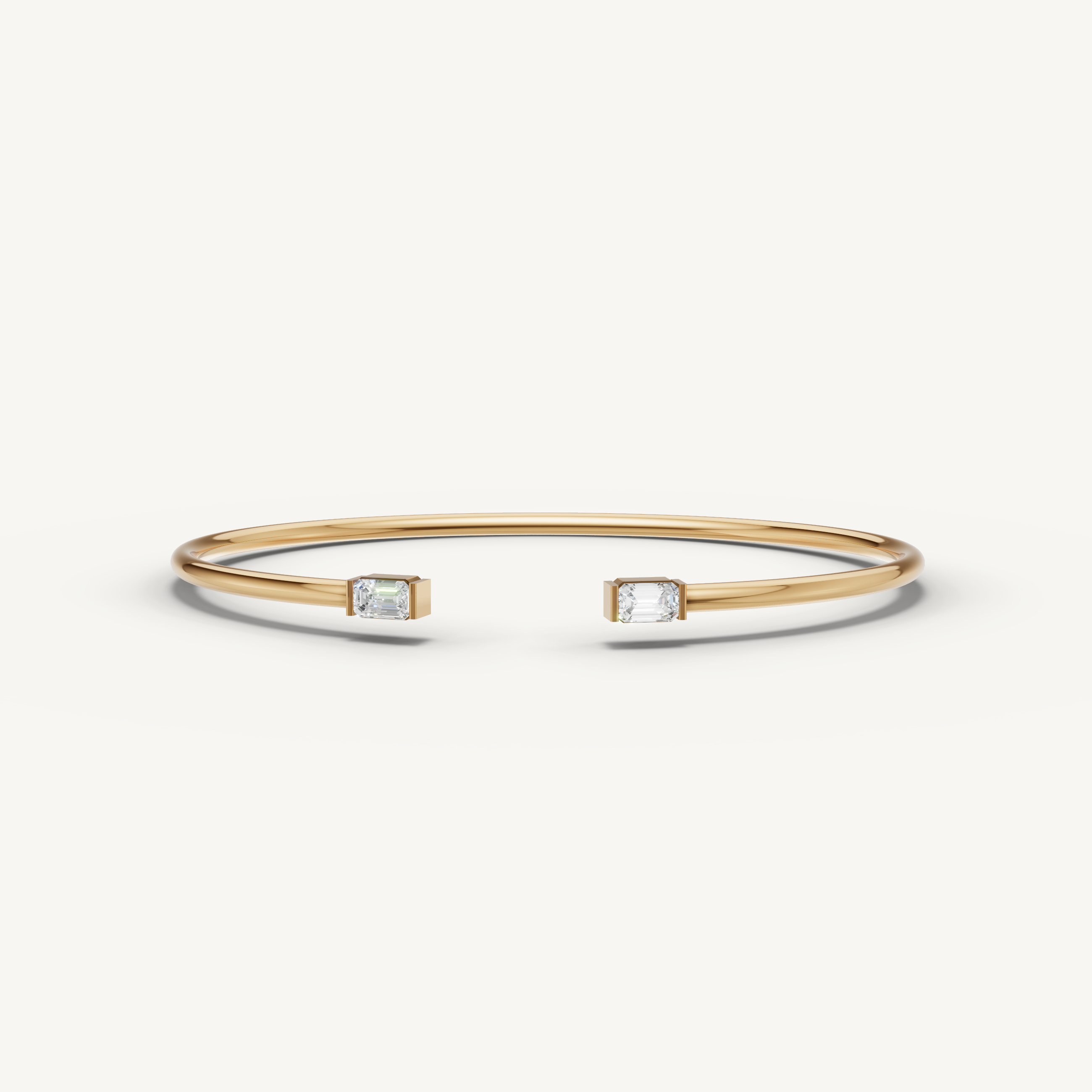 Emerald Cut Lab Grown Diamond Open Cuff Bracelet in 14K Yellow Gold