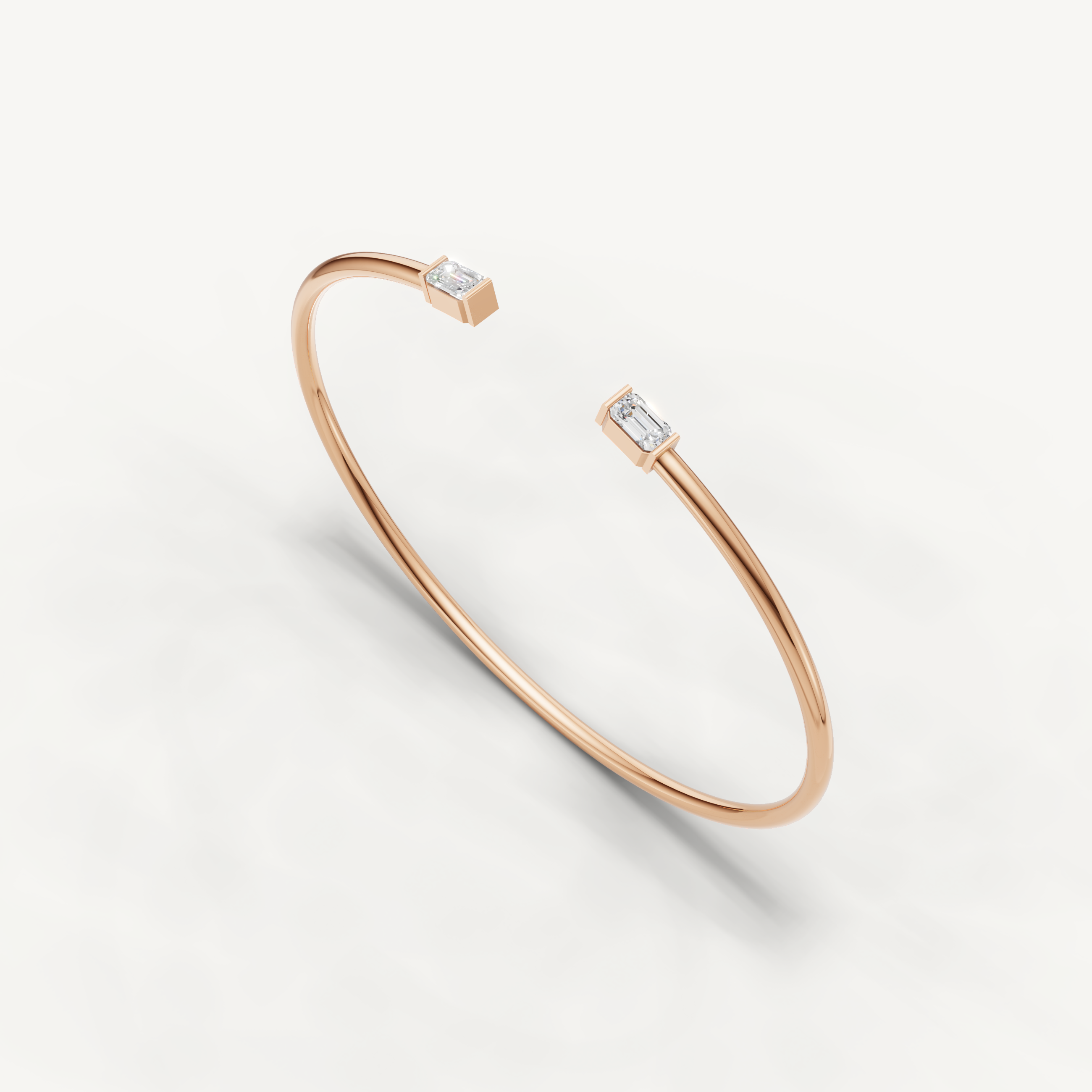 Emerald Cut Lab Grown Diamond Open Cuff Bracelet in 14K Yellow Gold