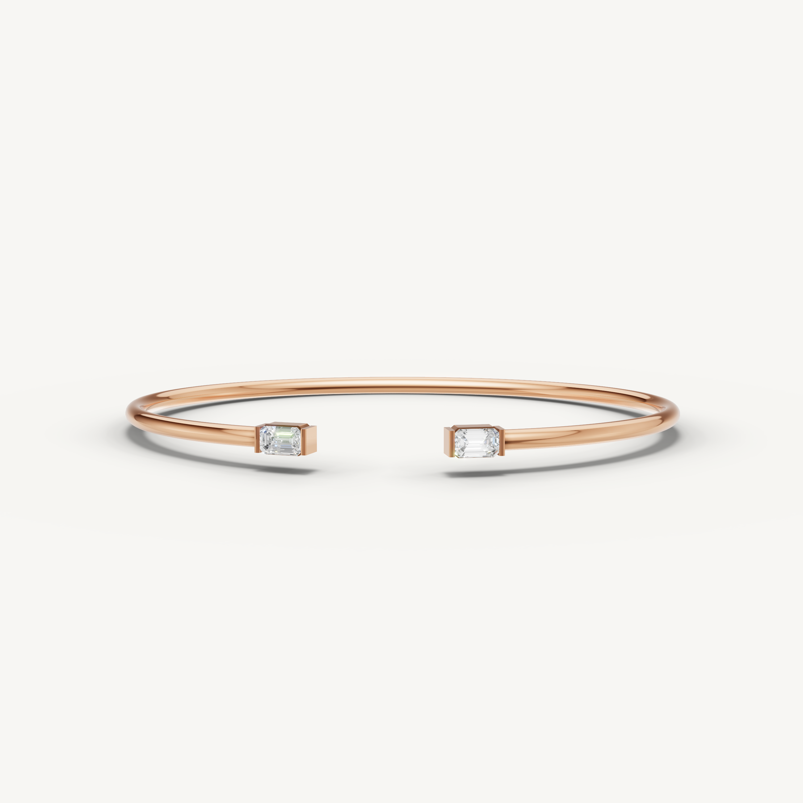 Emerald Cut Lab Grown Diamond Open Cuff Bracelet in 14K Yellow Gold
