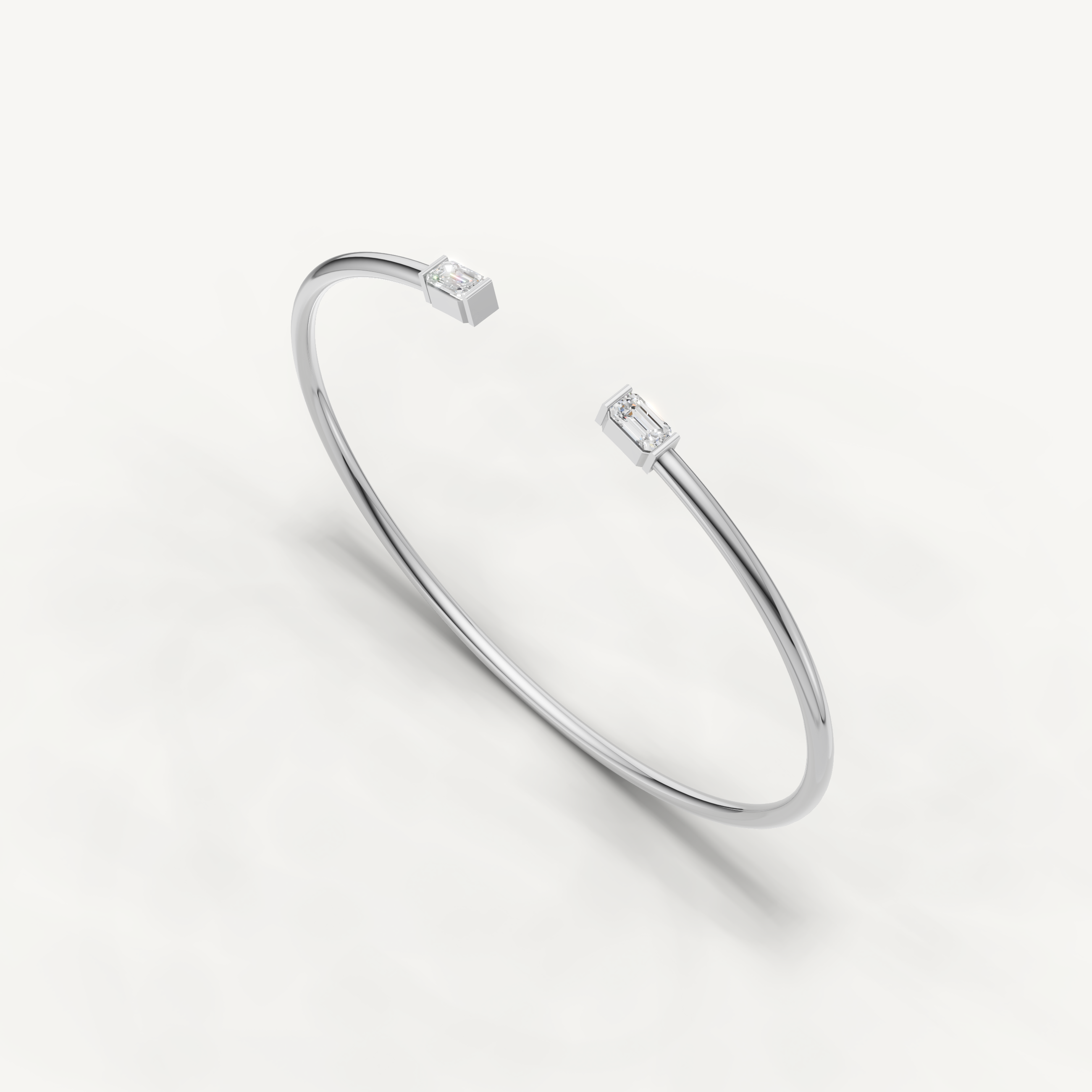 Emerald Cut Lab Grown Diamond Open Cuff Bracelet in 14K Yellow Gold
