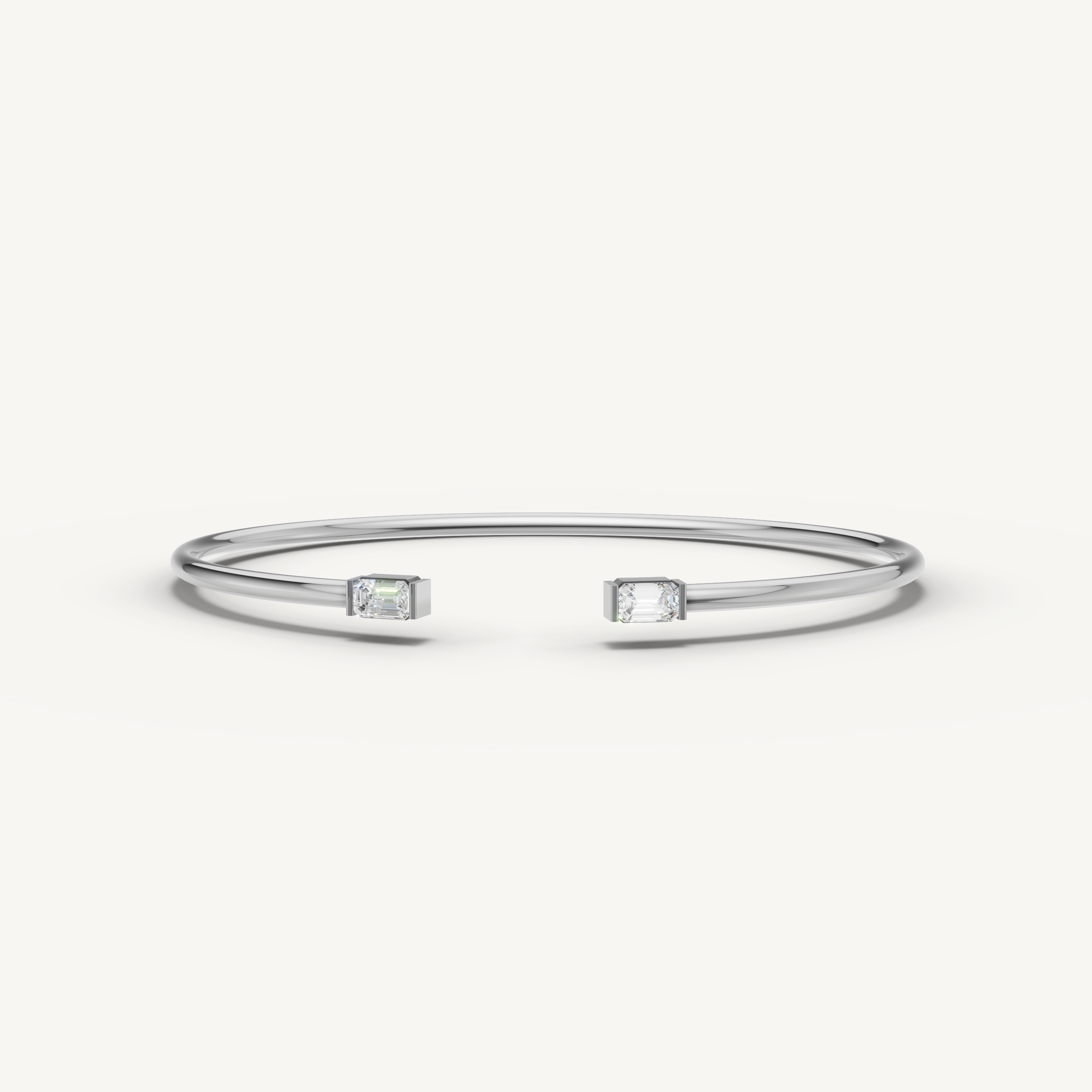Emerald Cut Lab Grown Diamond Open Cuff Bracelet in 14K Yellow Gold